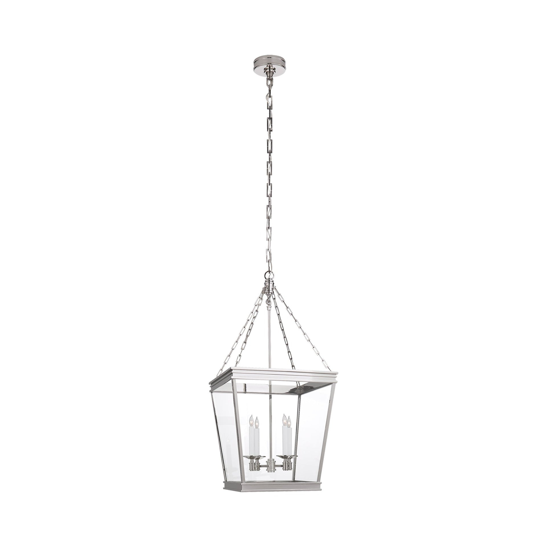 Launceton Polished Nickel Glass Lantern Pendant Light