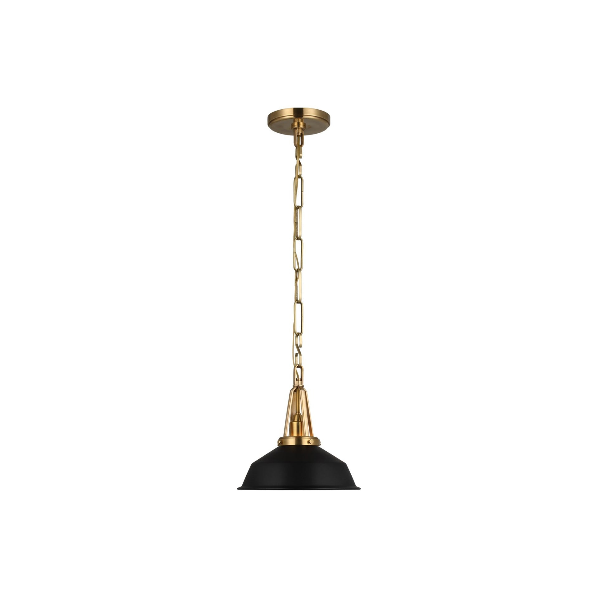 Layton Antique Brass and Black Glass Pendant Light