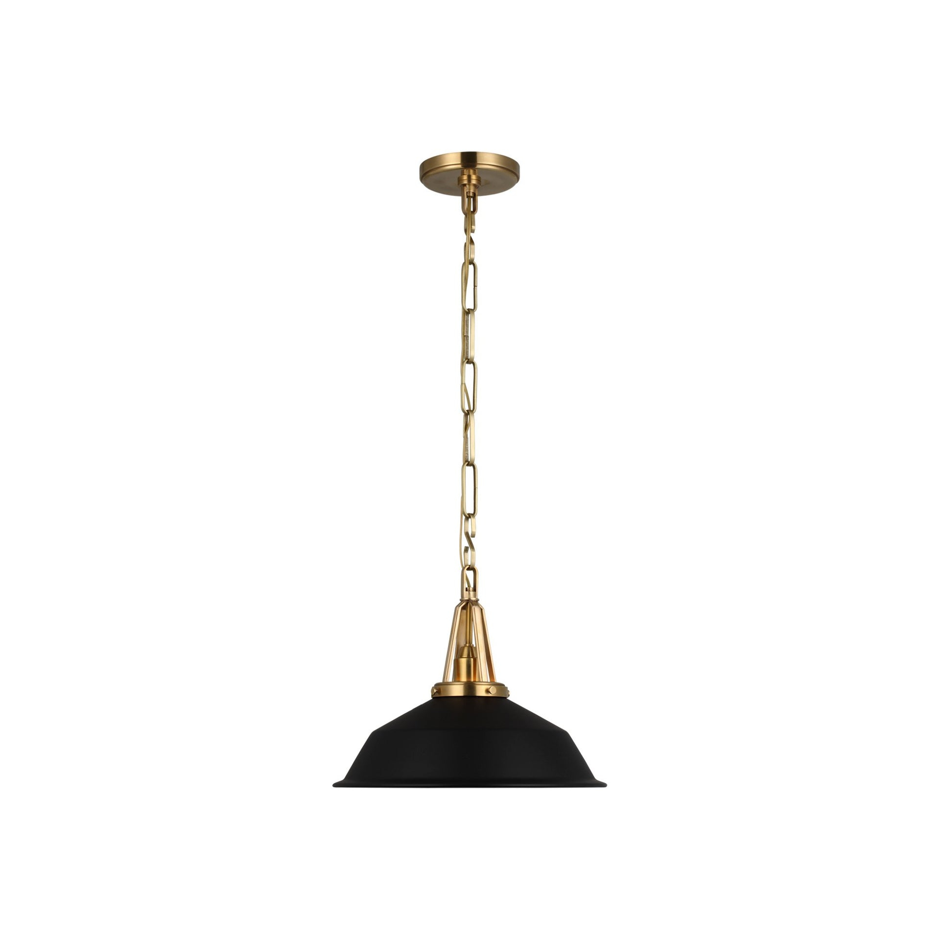 Antique Burnished Brass and Matte Black Glass LED Pendant Light
