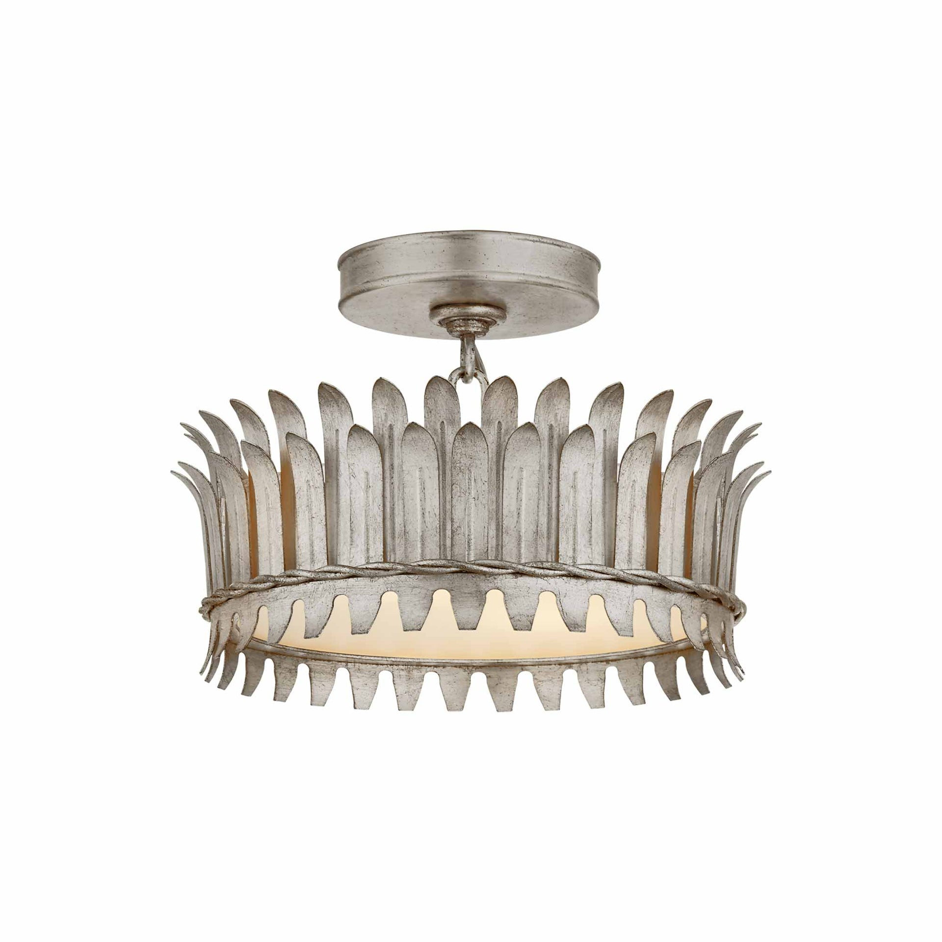 Burnished Silver Leaf 12-Inch Drum Semi-Flush Mount Light