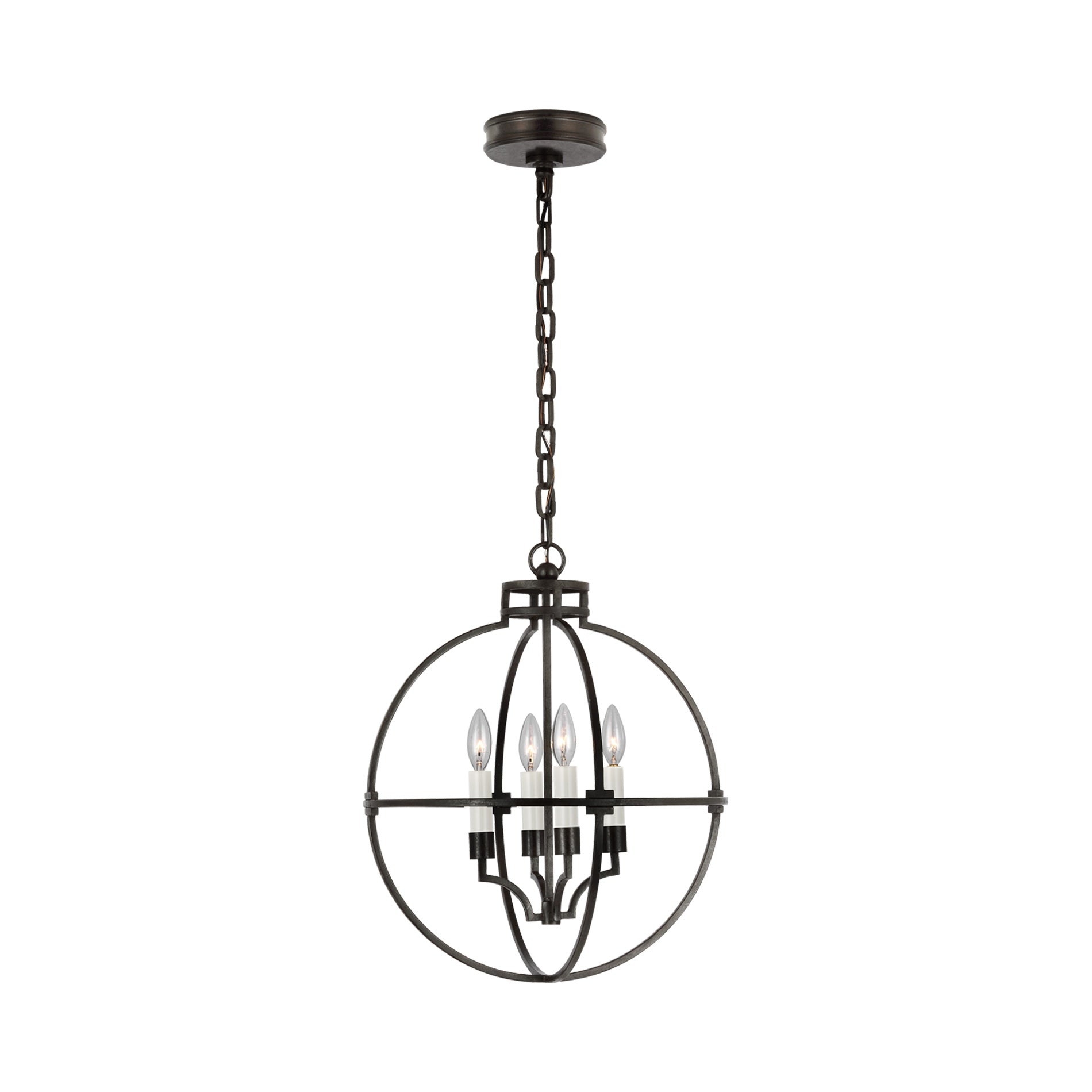 Lexie 18" Aged Iron Globe LED Crystal Pendant Light