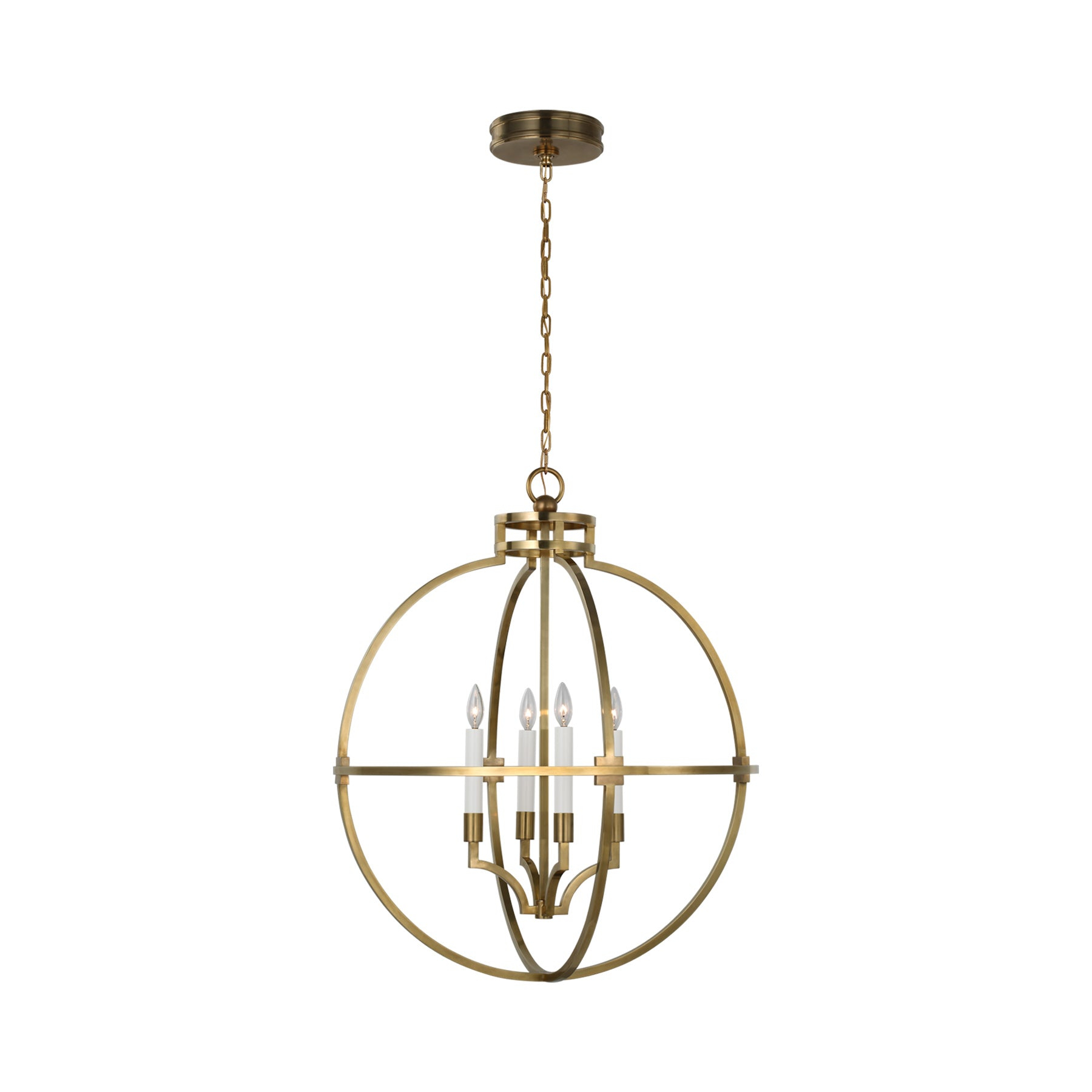 Lexie 30" Antique-Burnished Brass LED Globe Pendant Light