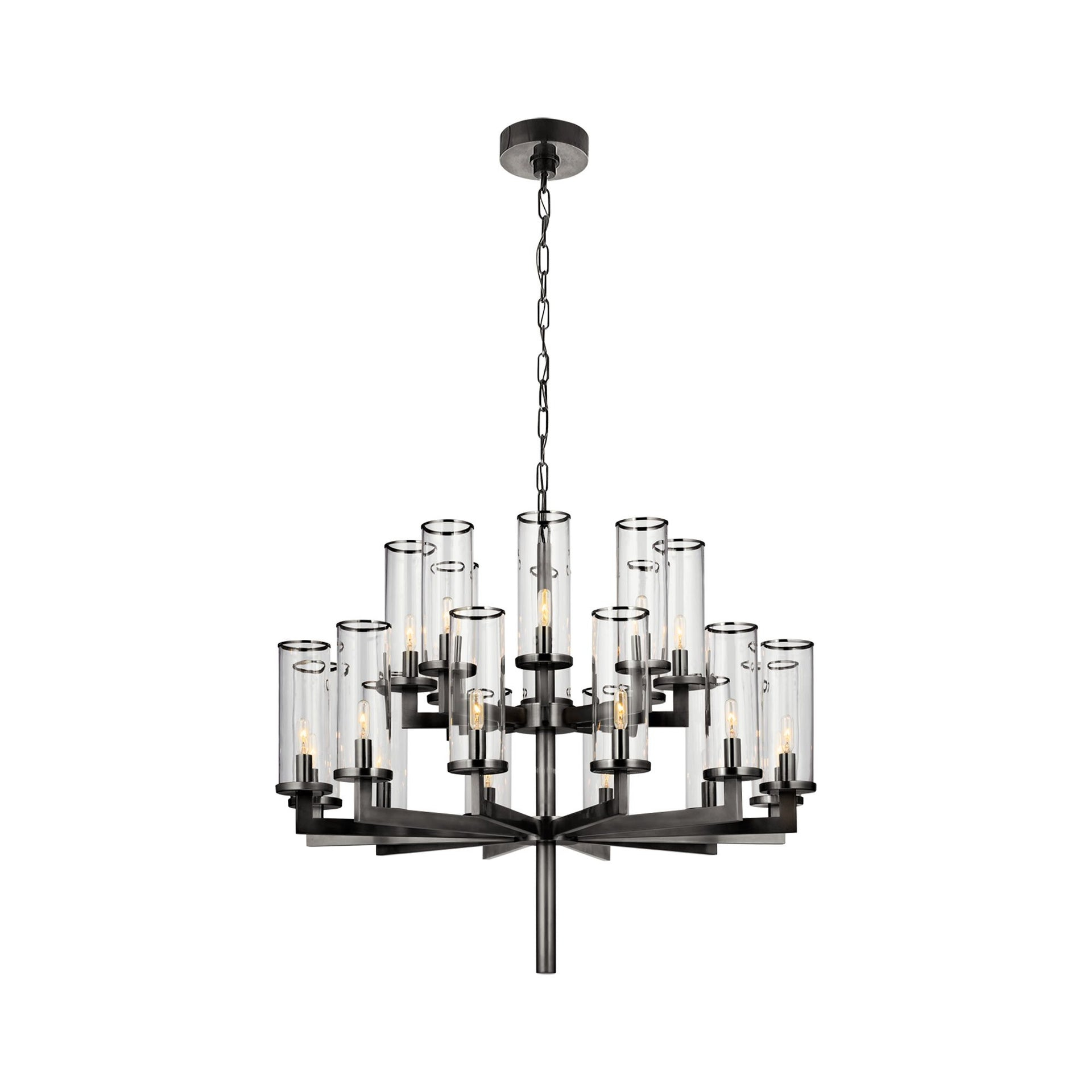 Bronze 34" Modern Chandelier with Glass Cylinders