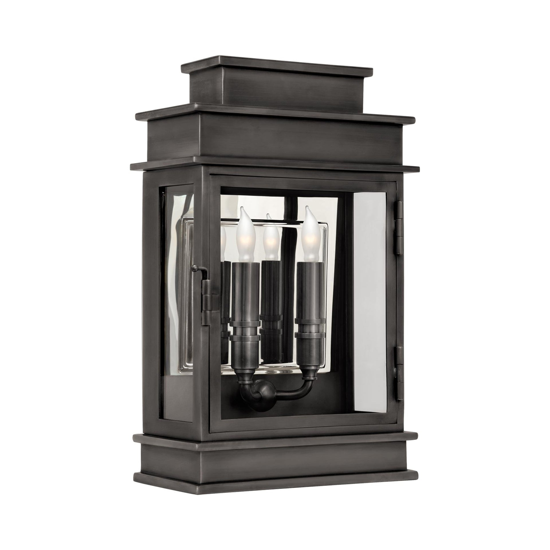Bronze and Black 15'' Direct Wired Lantern with Dimmable Light