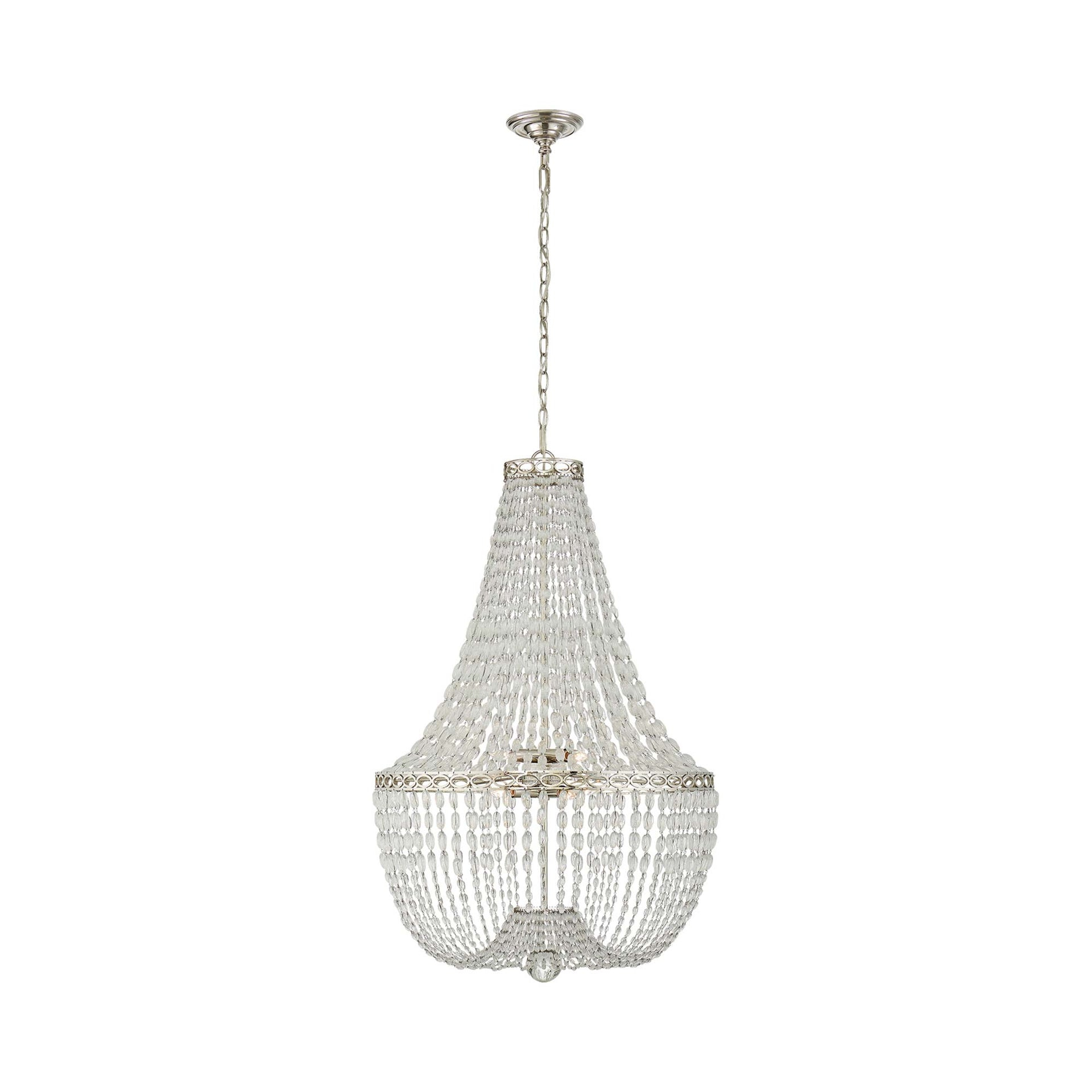 Linfort Polished Nickel 8-Light Crystal Glass Beaded Chandelier