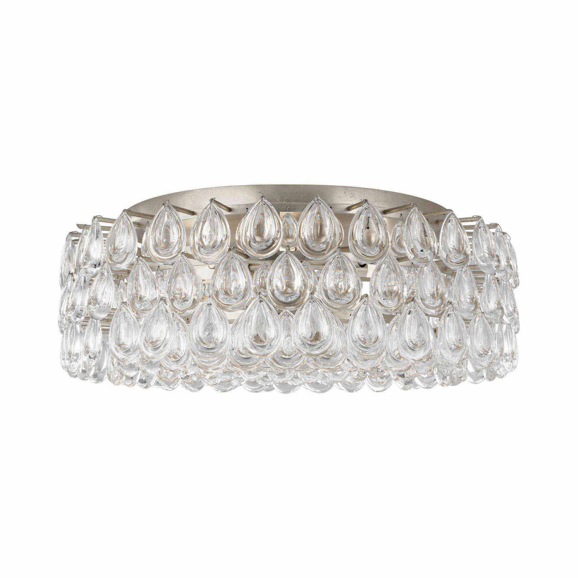 AERIN Liscia 25" Crystal and Burnished Silver Leaf Flush Mount