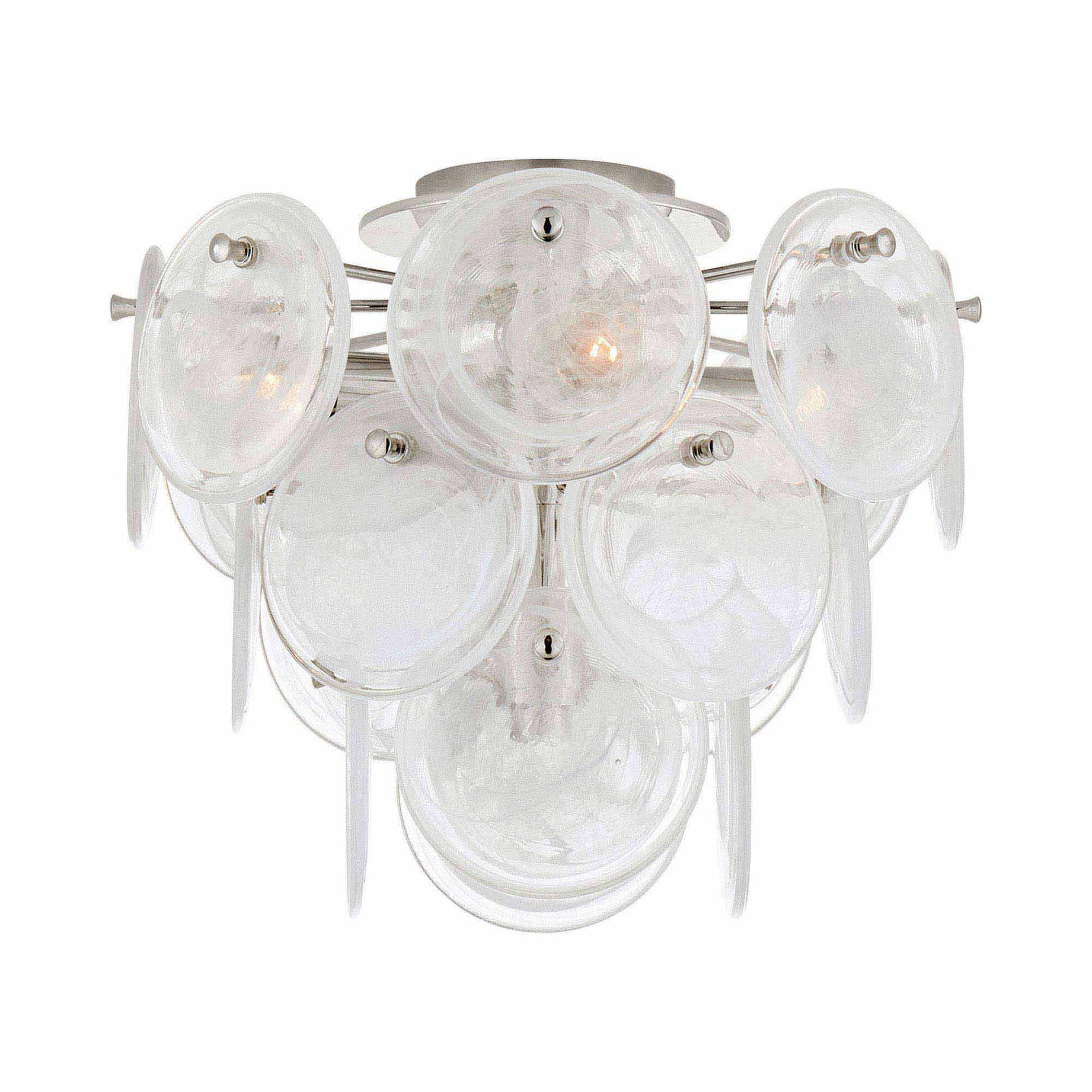 Loire 12" White Glass & Polished Nickel 4-Light Semi Flush Mount