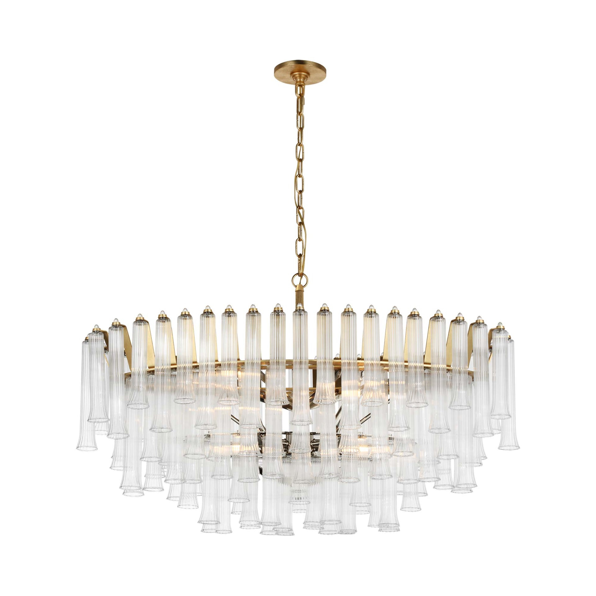 Gilded Nickel Crystal Candle 6-Light Chandelier