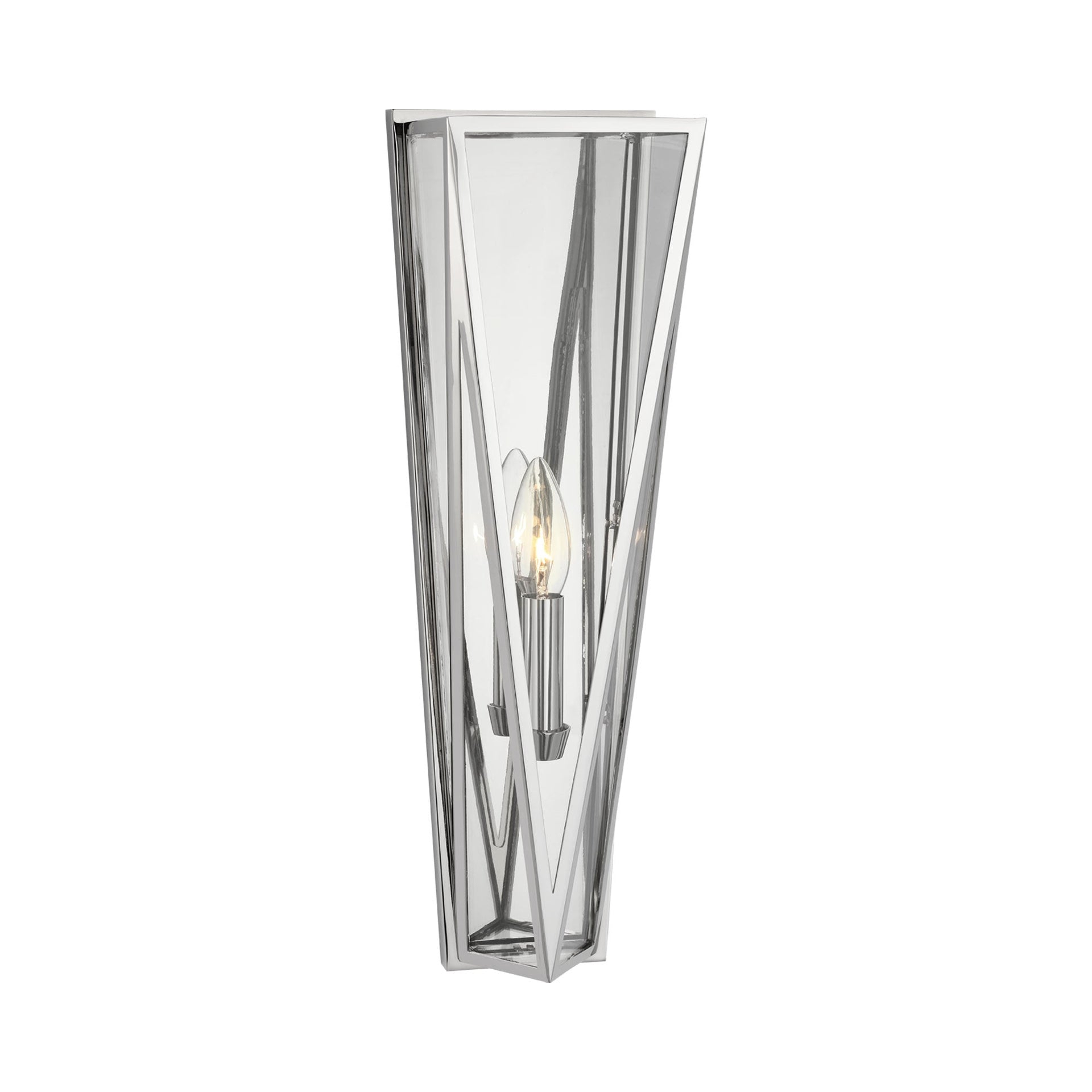 Elongated Geometric Nickel Wall Sconce with Dimmable LED