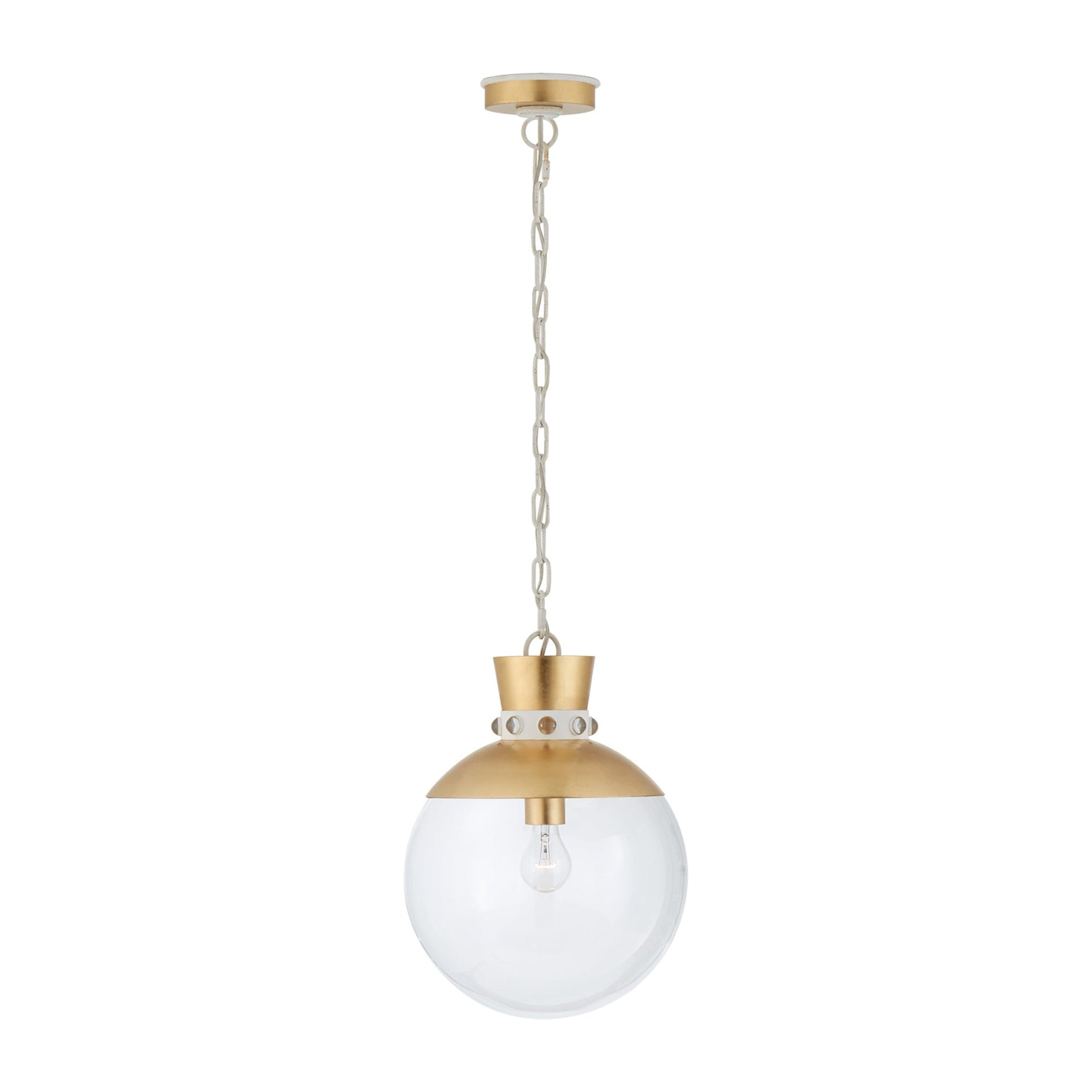 Lucia 17.5'' Gold Globe Pendant with White Gild Glass