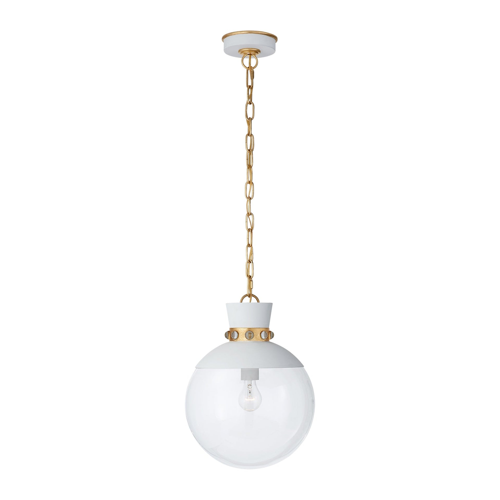 Gold and White Glass Globe Pendant Light