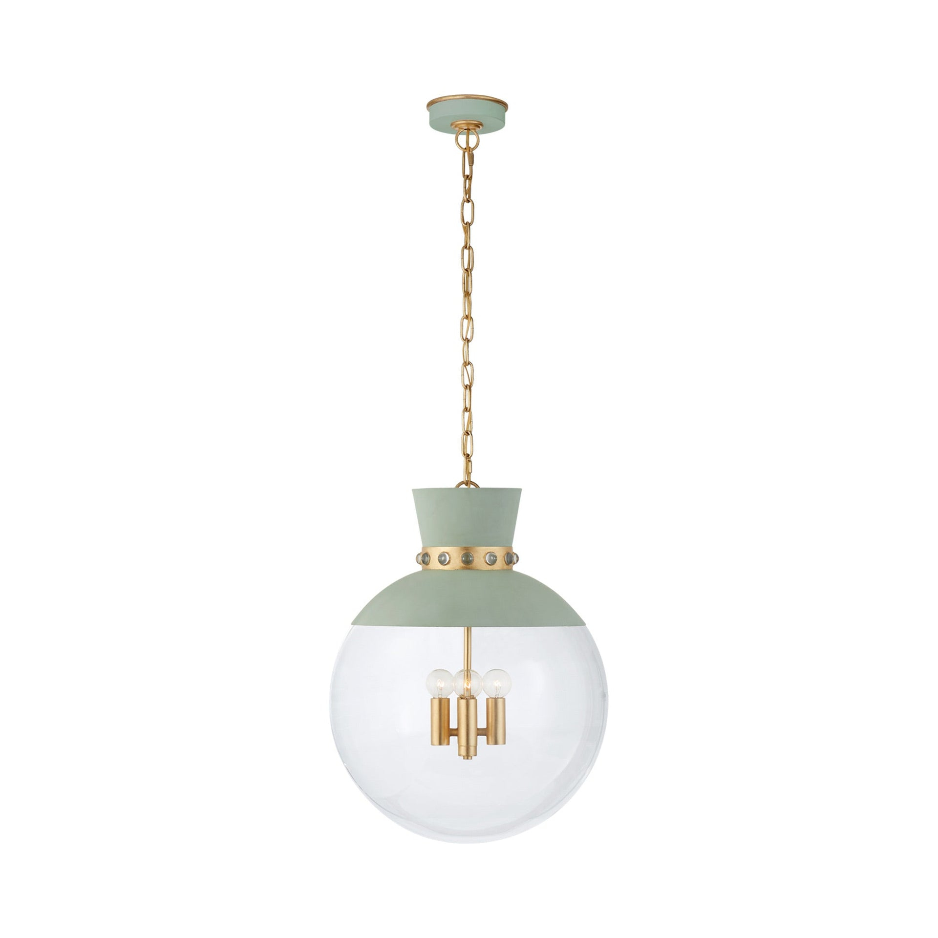 Celadon and Gild Globe Island Pendant with Clear Glass