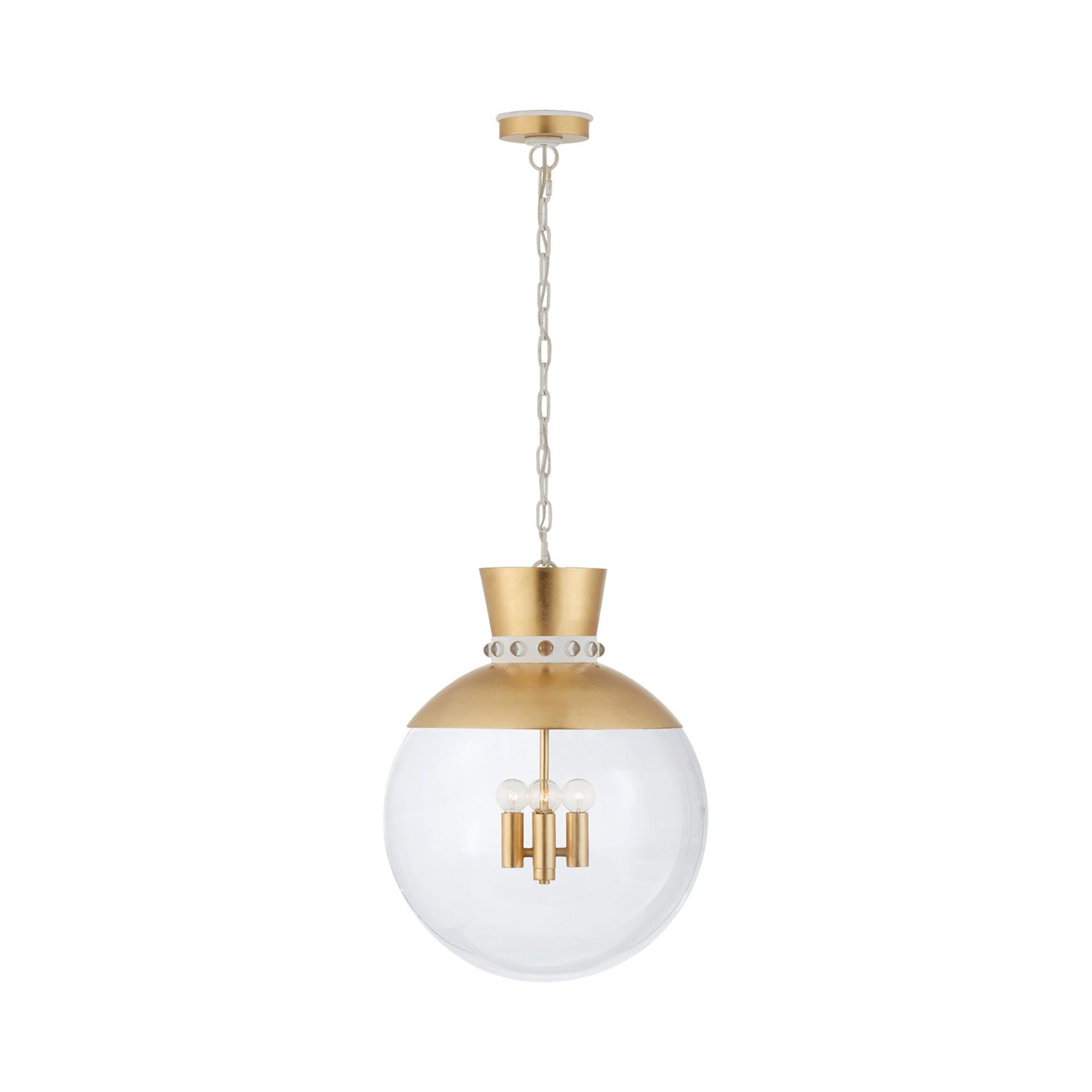 Lucia 24" Gild and White Glass Globe Pendant Light