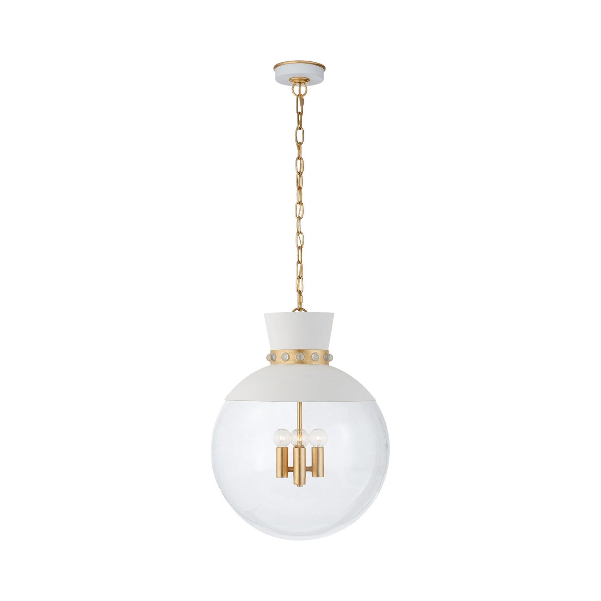 Lucia Gilded White 24" Globe Pendant with Clear Glass