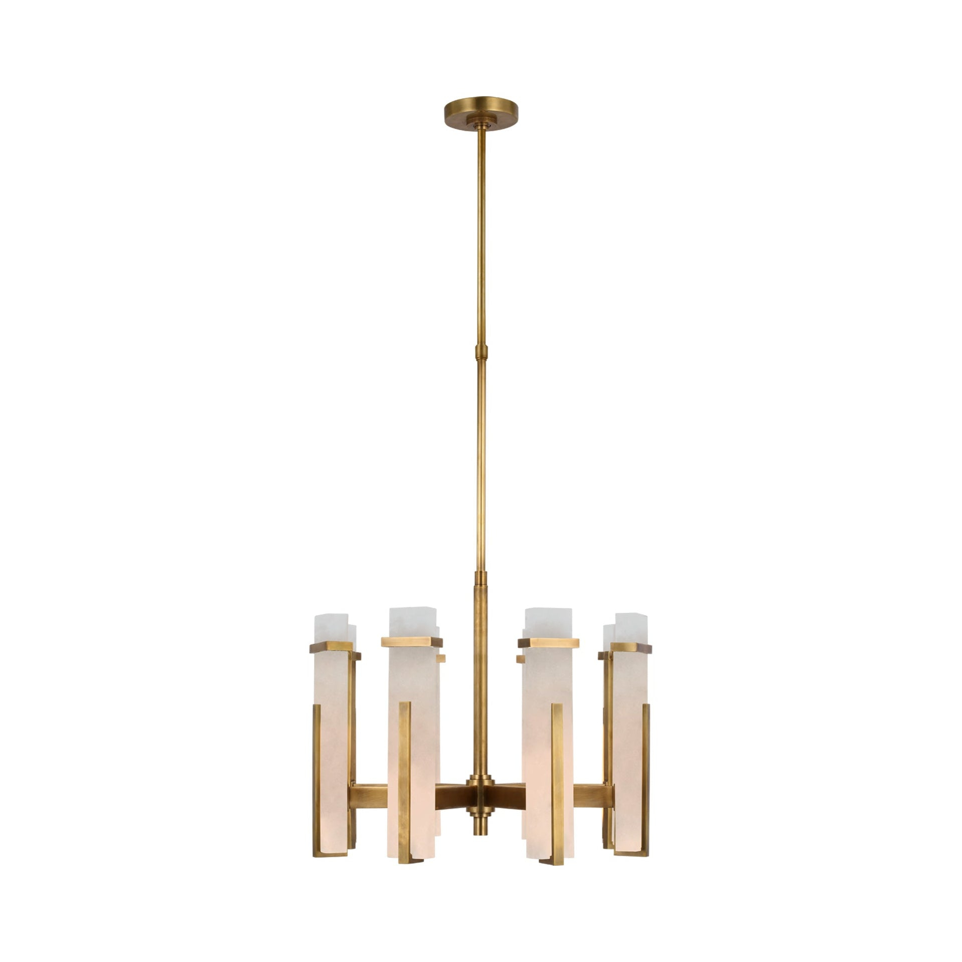 Malik 24" Hand-Rubbed Antique Brass LED Chandelier with Crystal Blocks