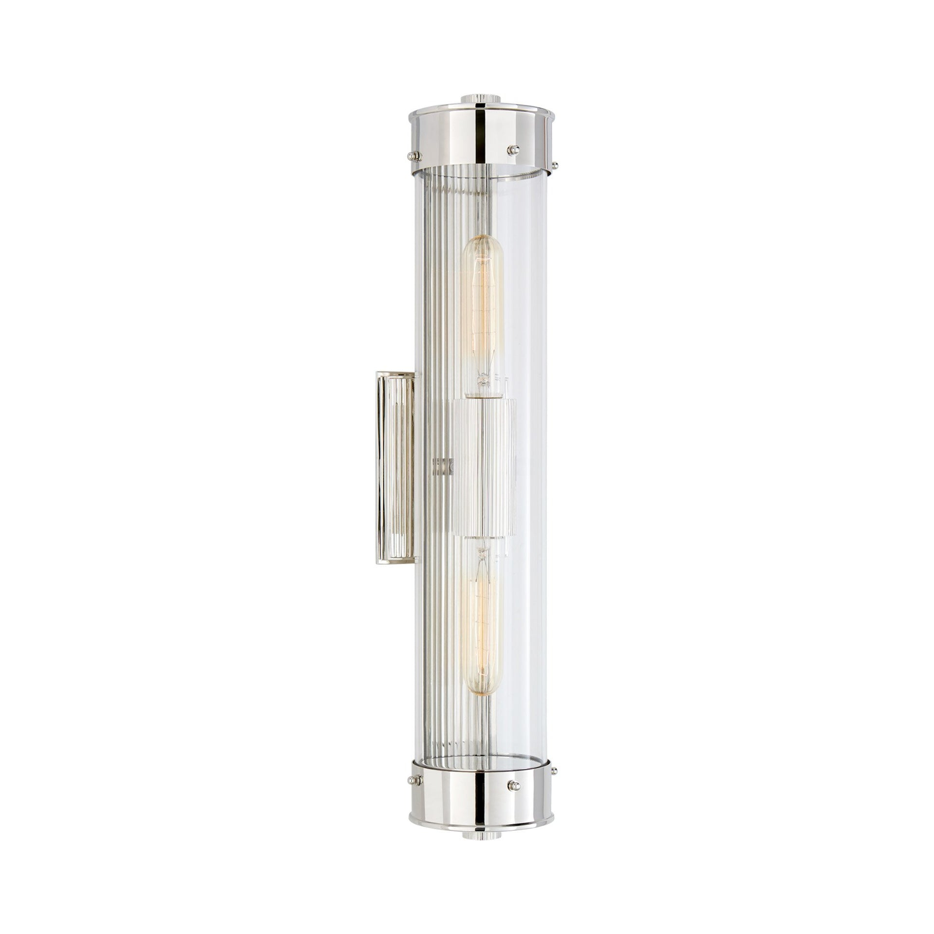 Marais Ribbed 21" Polished Nickel Outdoor Bath Sconce