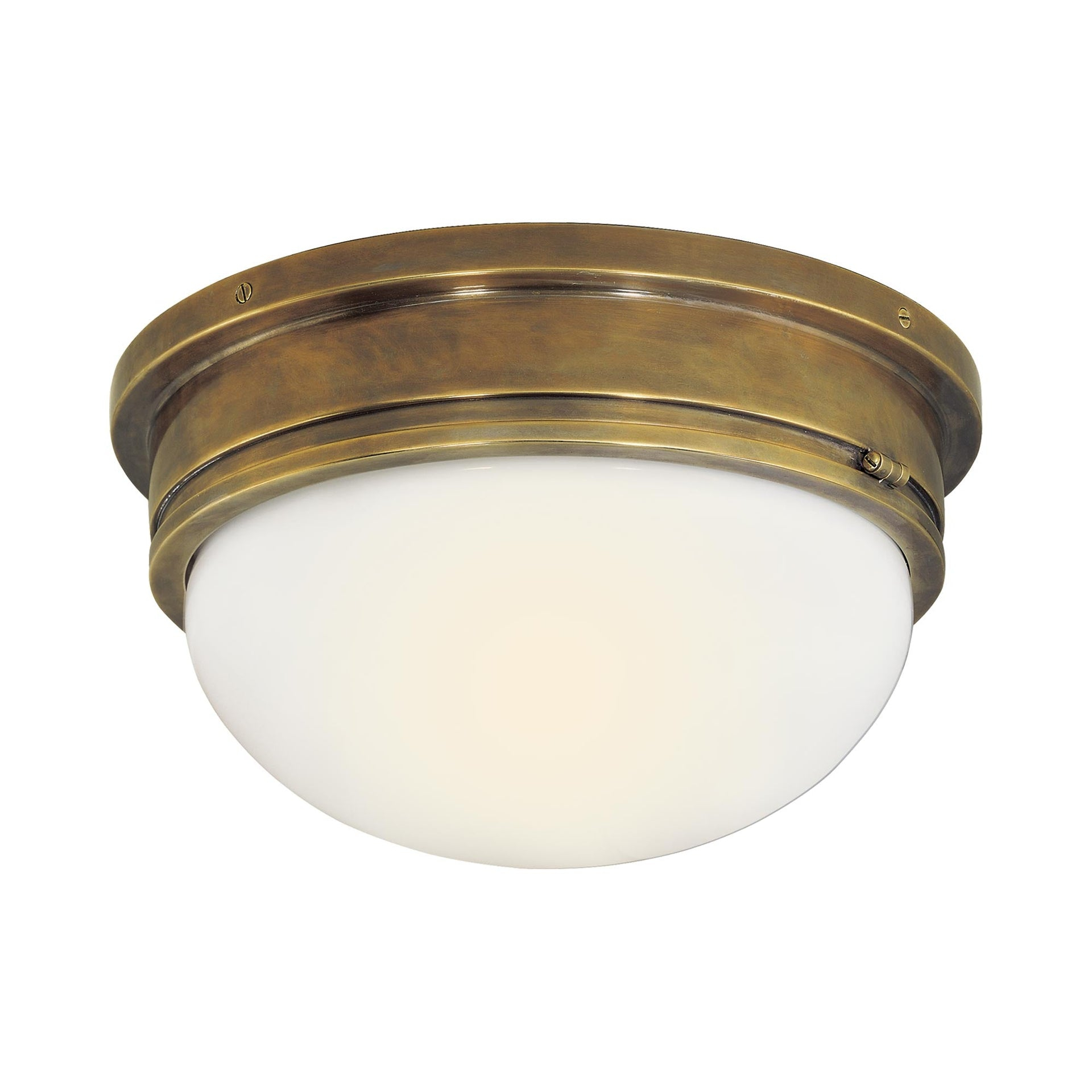 Marine Round 7" Hand-Rubbed Antique Brass & Glass Flush Mount Light