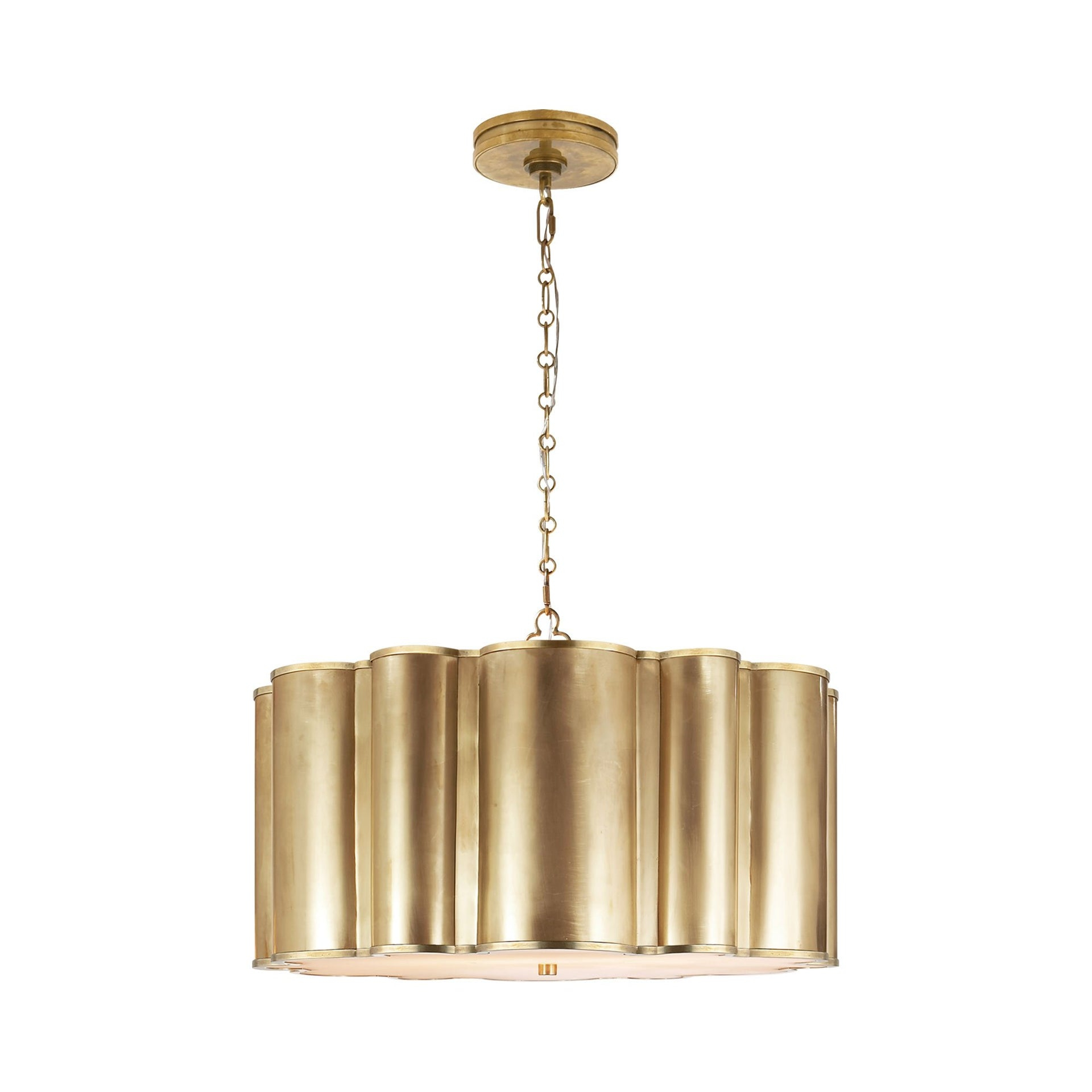 Natural Brass 26" Glass Drum Chandelier with LED Lights