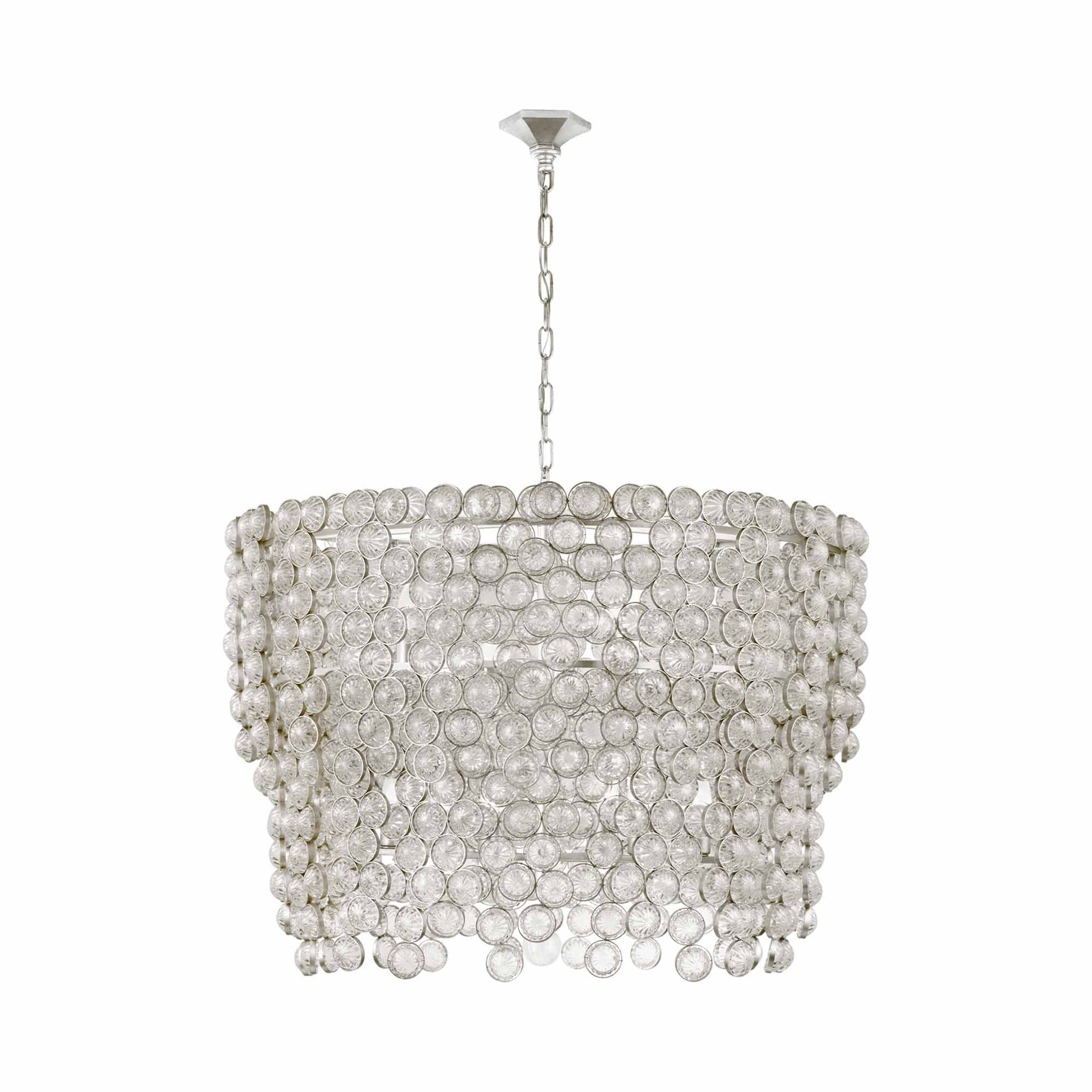 Milazzo Large Waterfall Chandelier in Burnished Silver with Crystal Accents