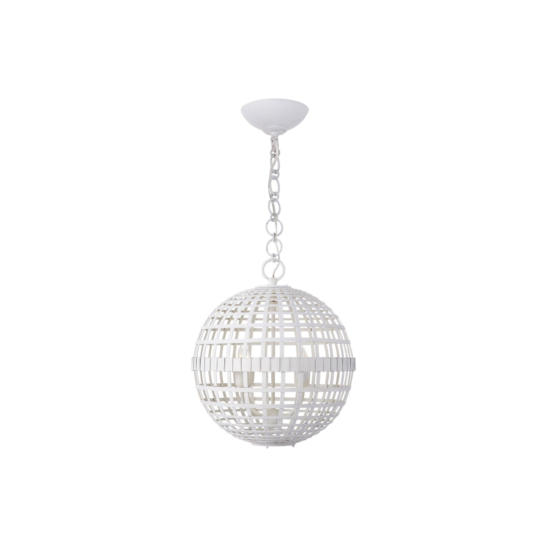 Plaster White Globe Lantern with Steel Strips