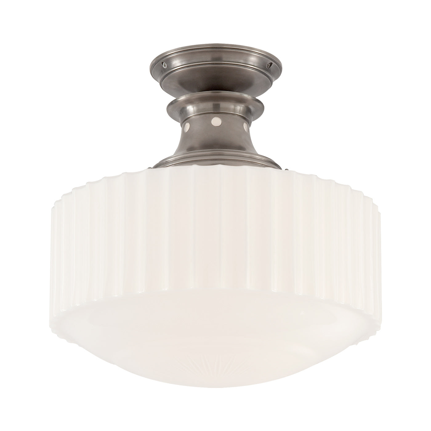 Milton Road Antique Nickel Schoolhouse Glass Flush Mount