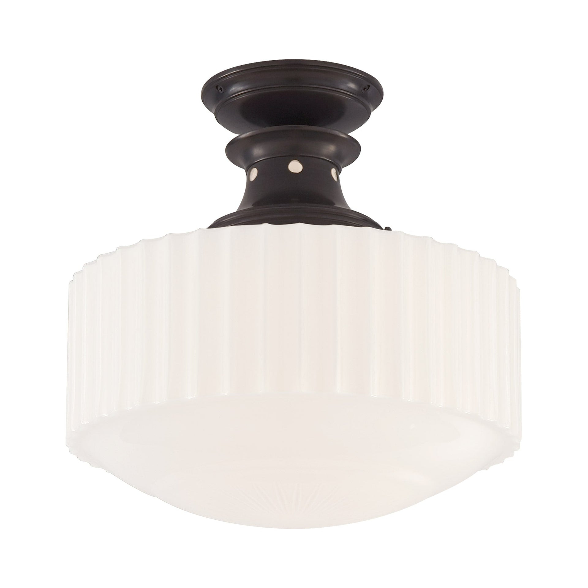 Milton Bronze and White Glass Convertible Pendant Light
