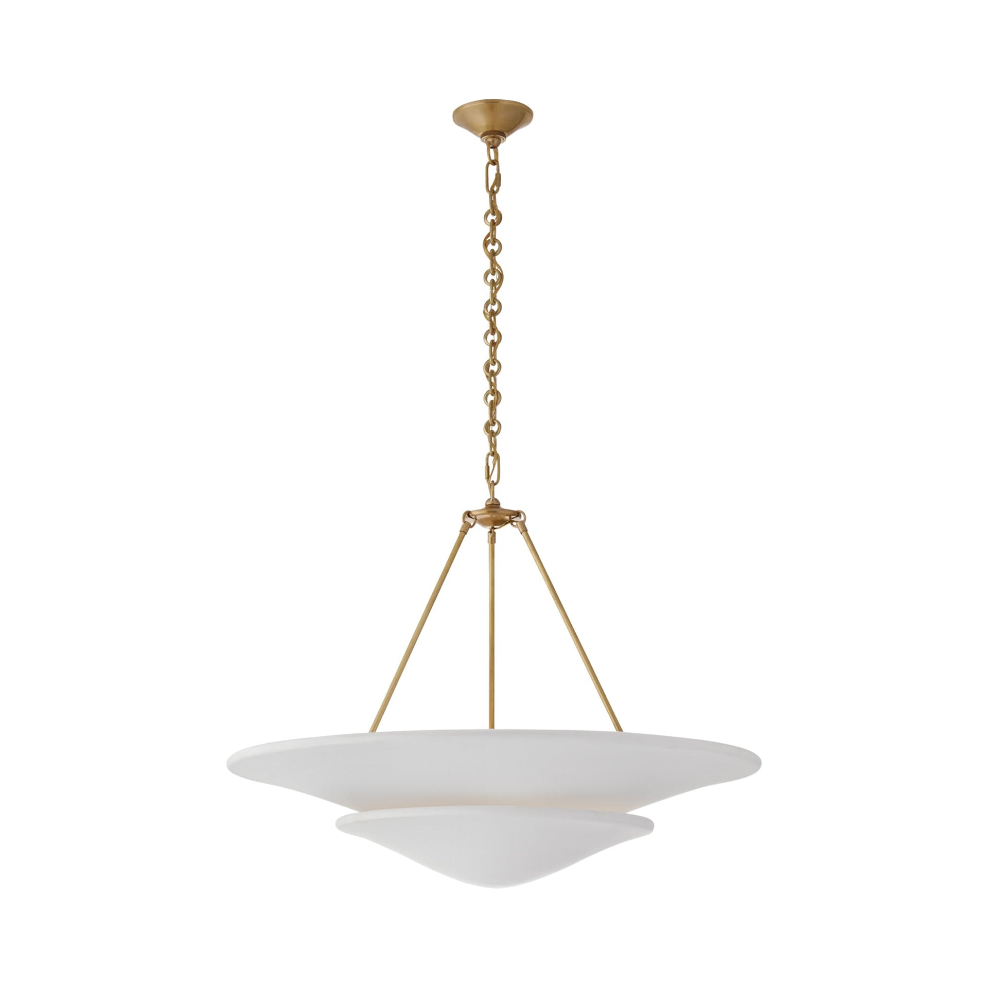Mollino 25" Hand-Rubbed Antique Brass Tiered Chandelier with Crystal Accents