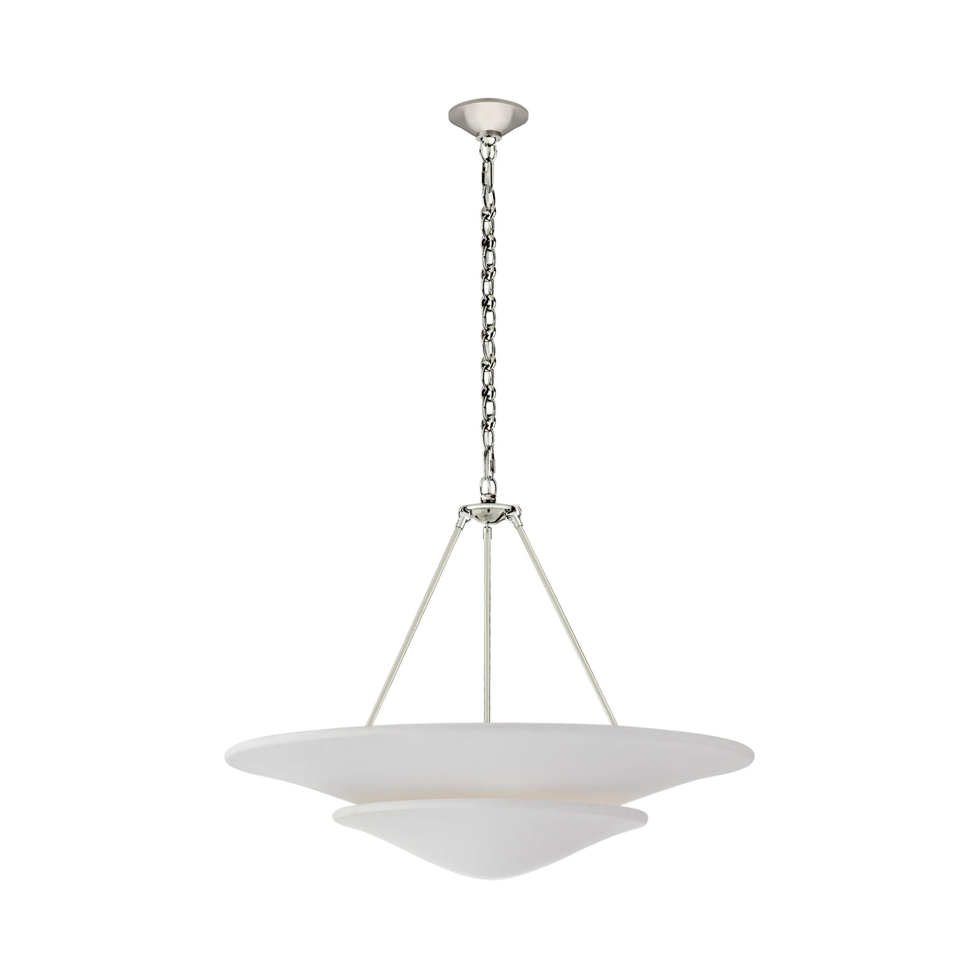 Elegant Tiered Crystal Chandelier in Polished Nickel, 25" Plug-in