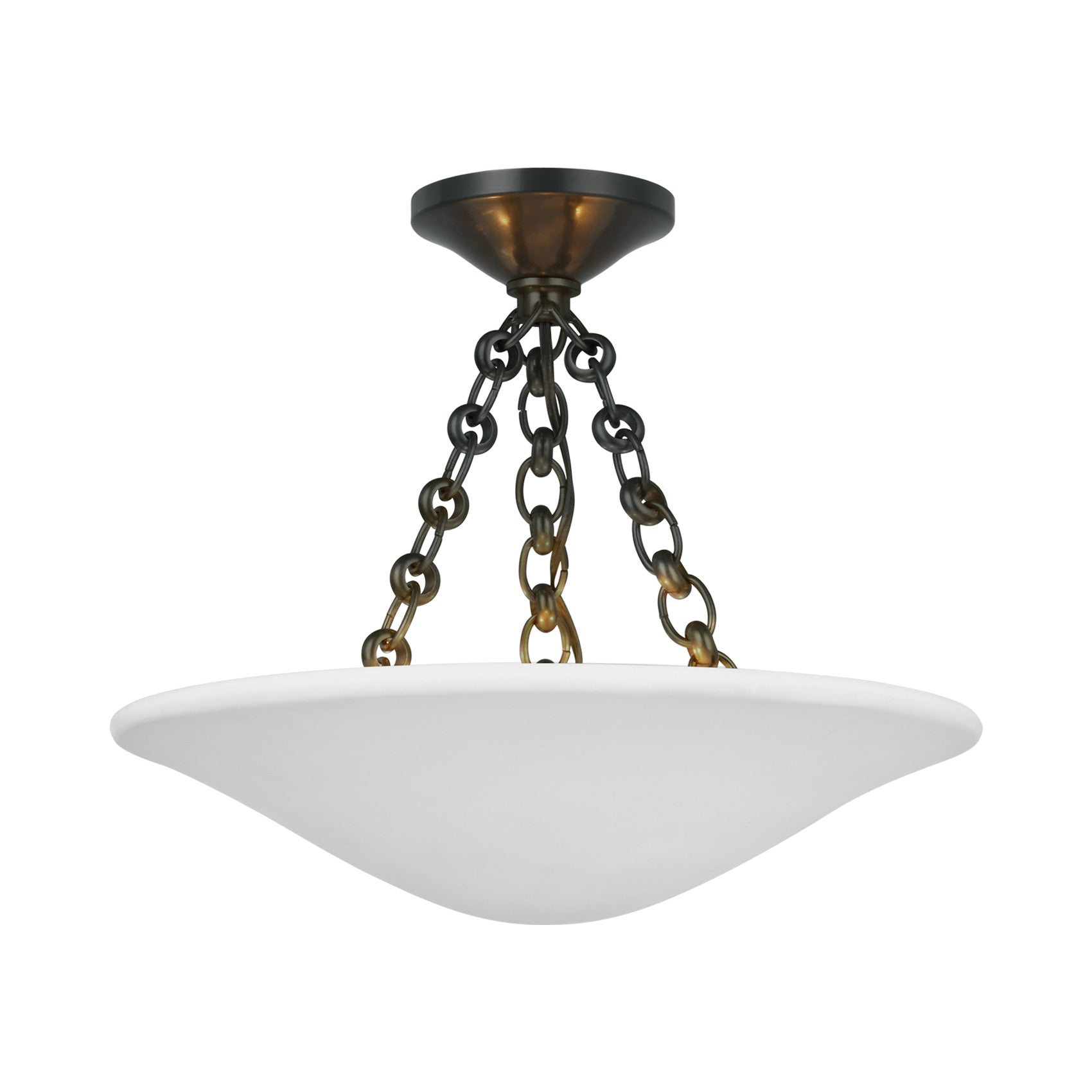 Plaster White and Bronze 16" Semi Flush Mount Light