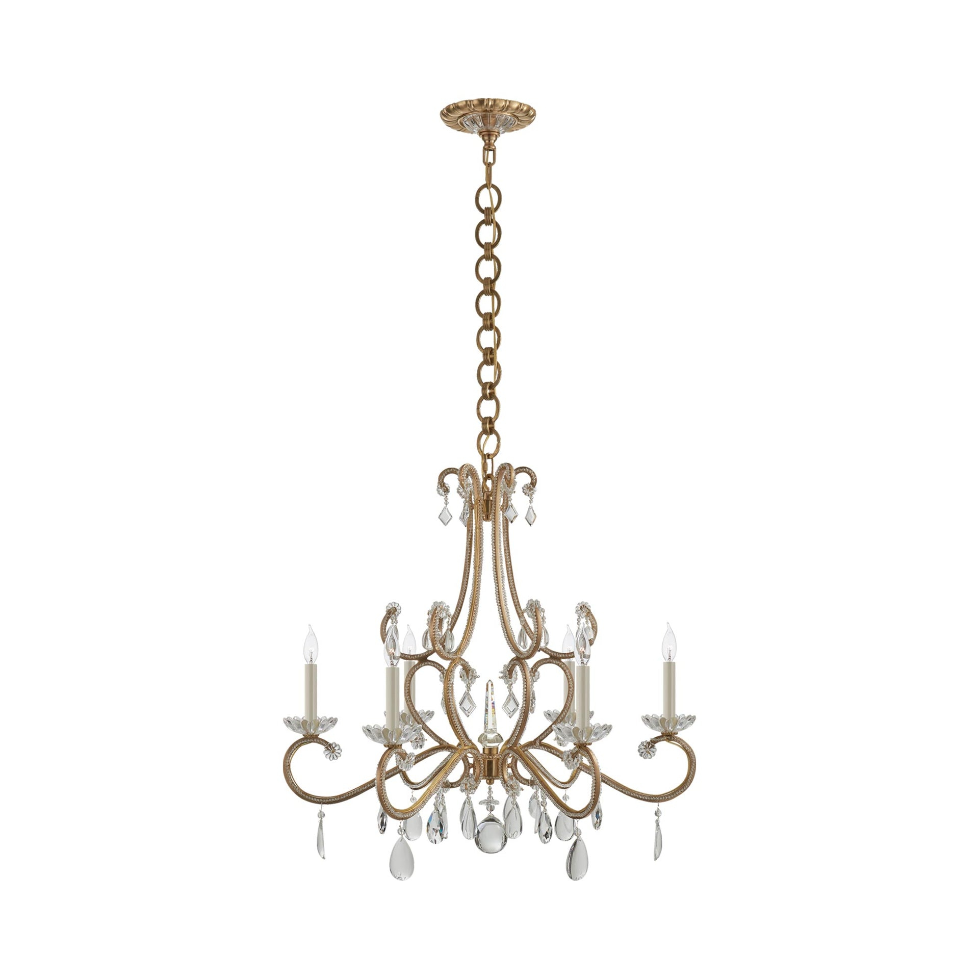 Montmartre 29.75'' Antique Brass Crystal 6-Light Chandelier