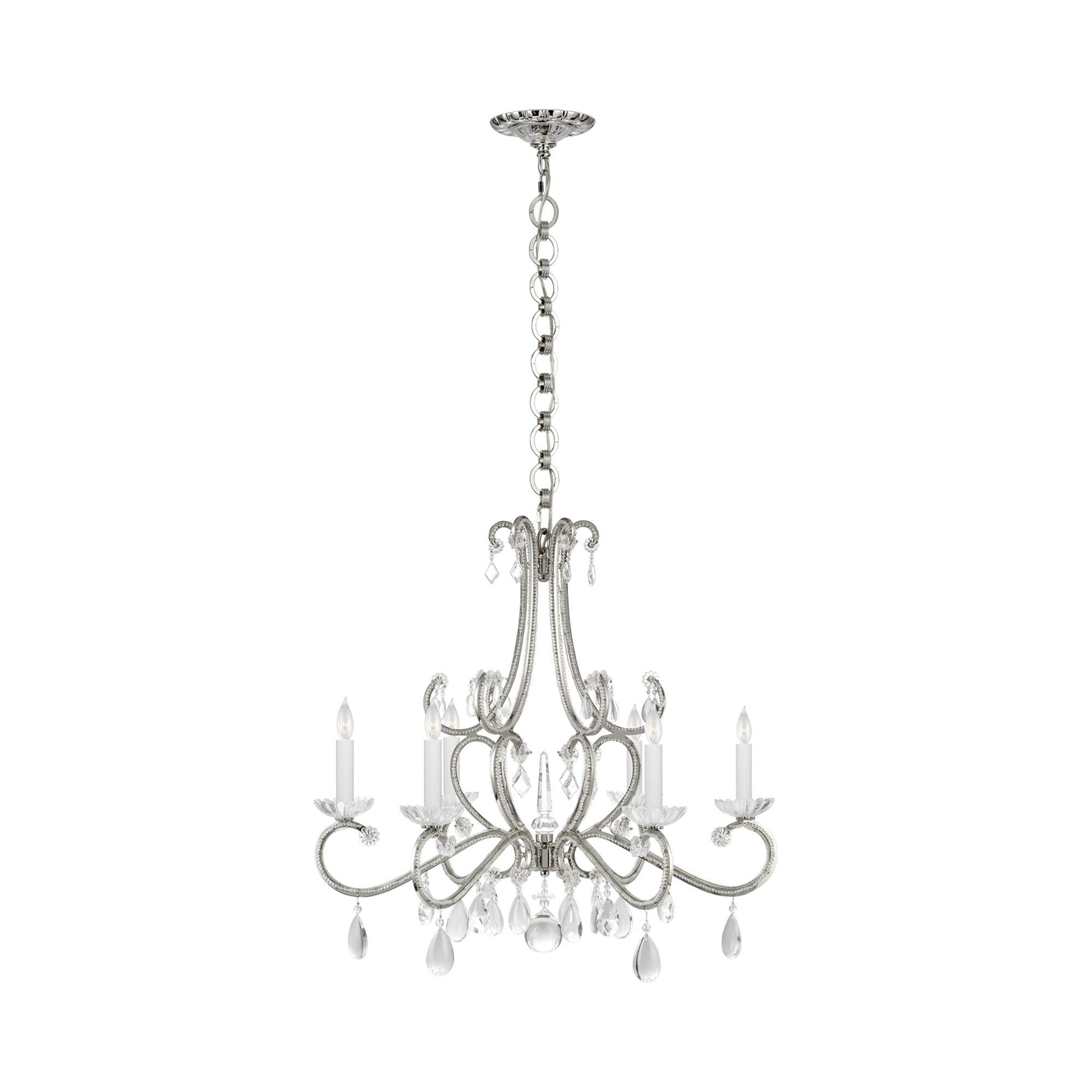 Elegant Montmartre 29.75" Nickel Crystal Candle Chandelier