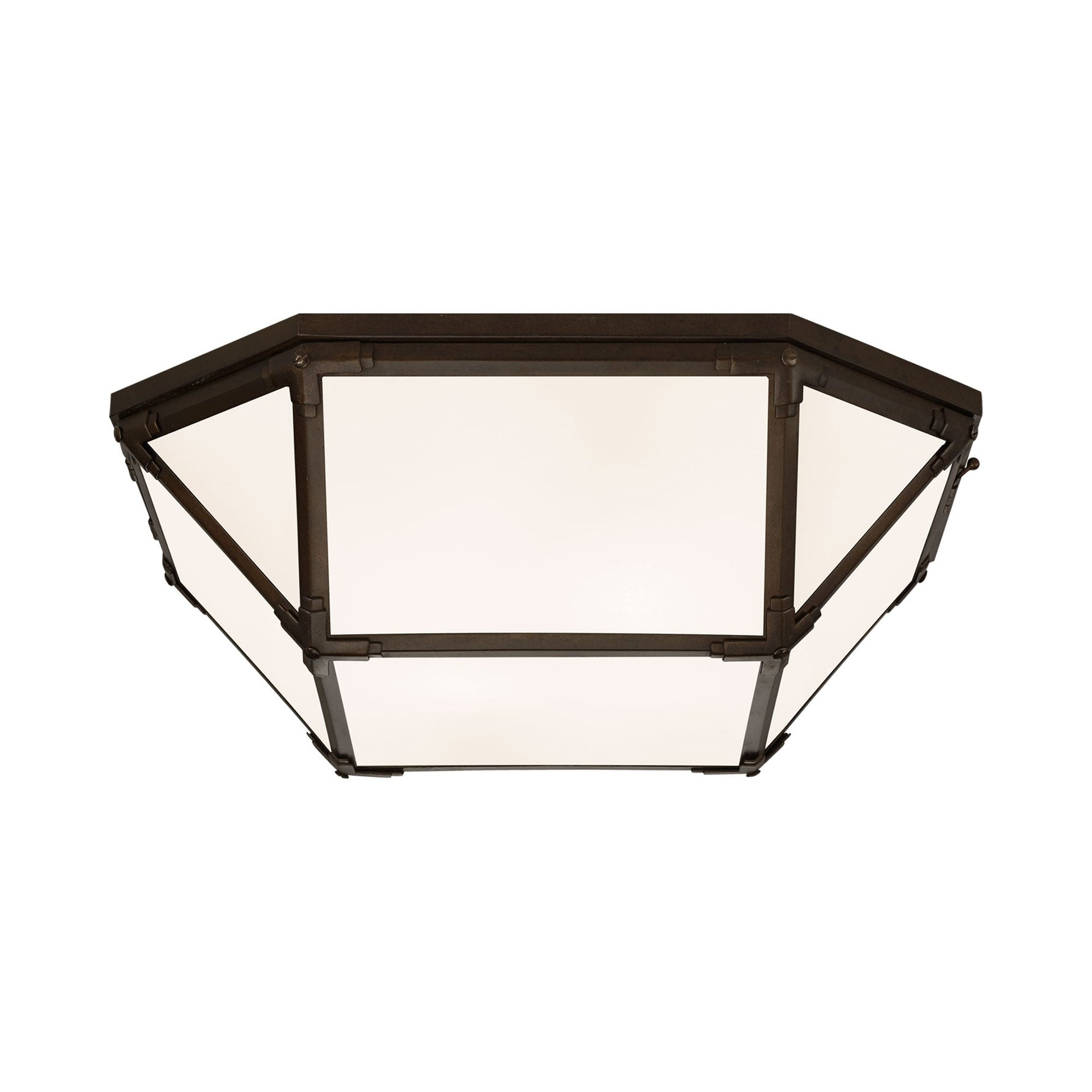 Morris Antique Zinc 4-Light Flush Mount with Frosted Glass Shade