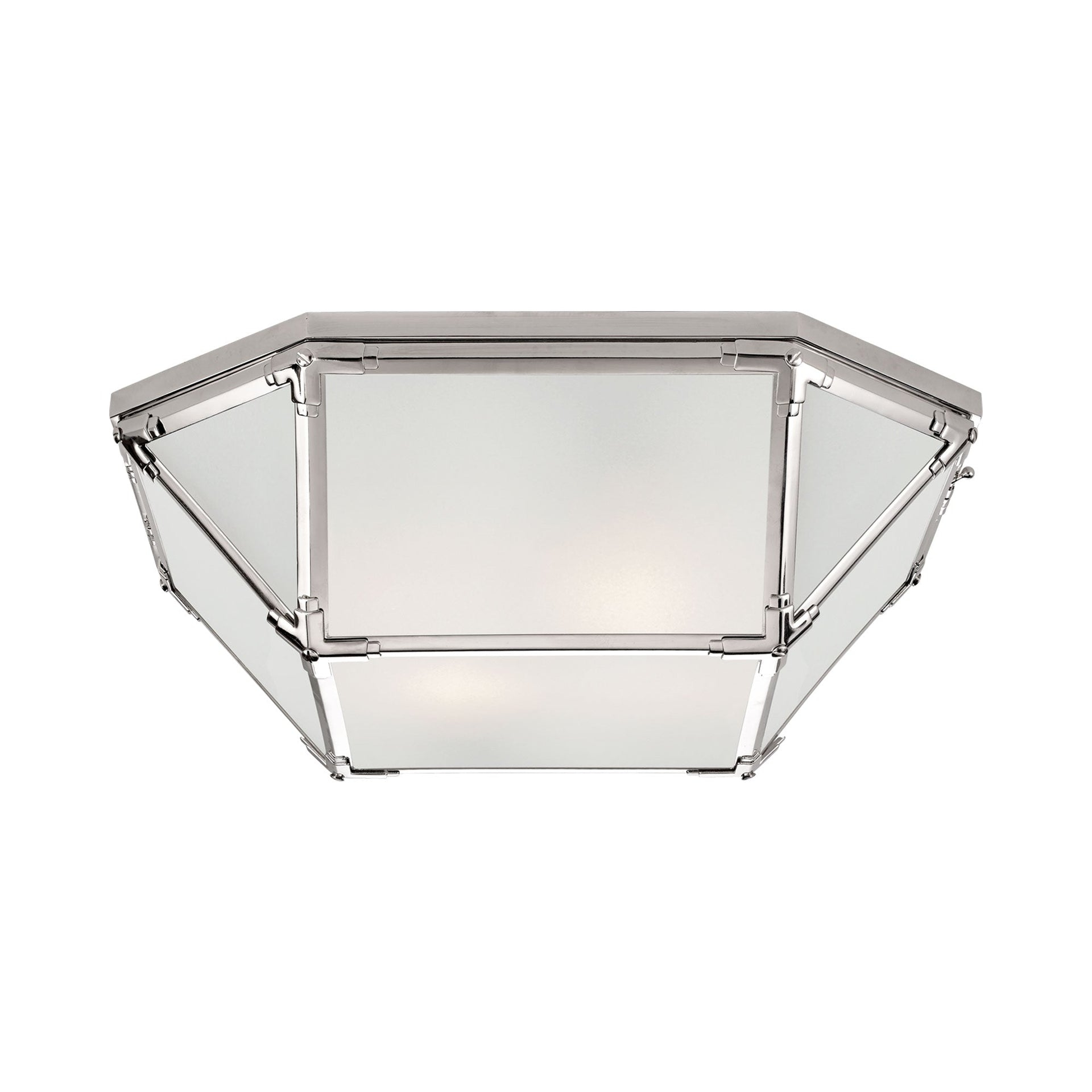 Morris Geometric Silhouette 20" Frosted Glass & Polished Nickel Flush Mount