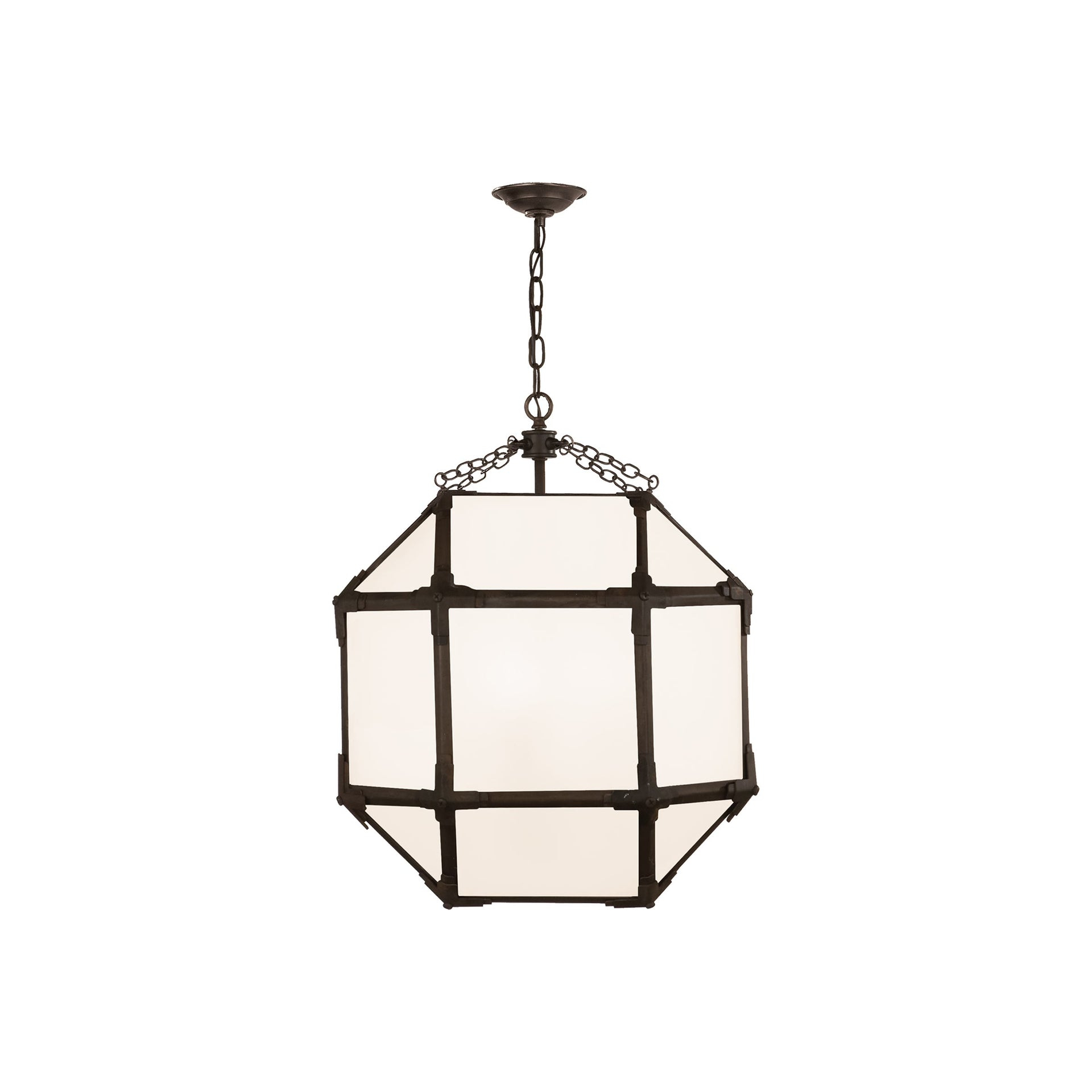Antique Zinc and Glass 26" Pendant Light