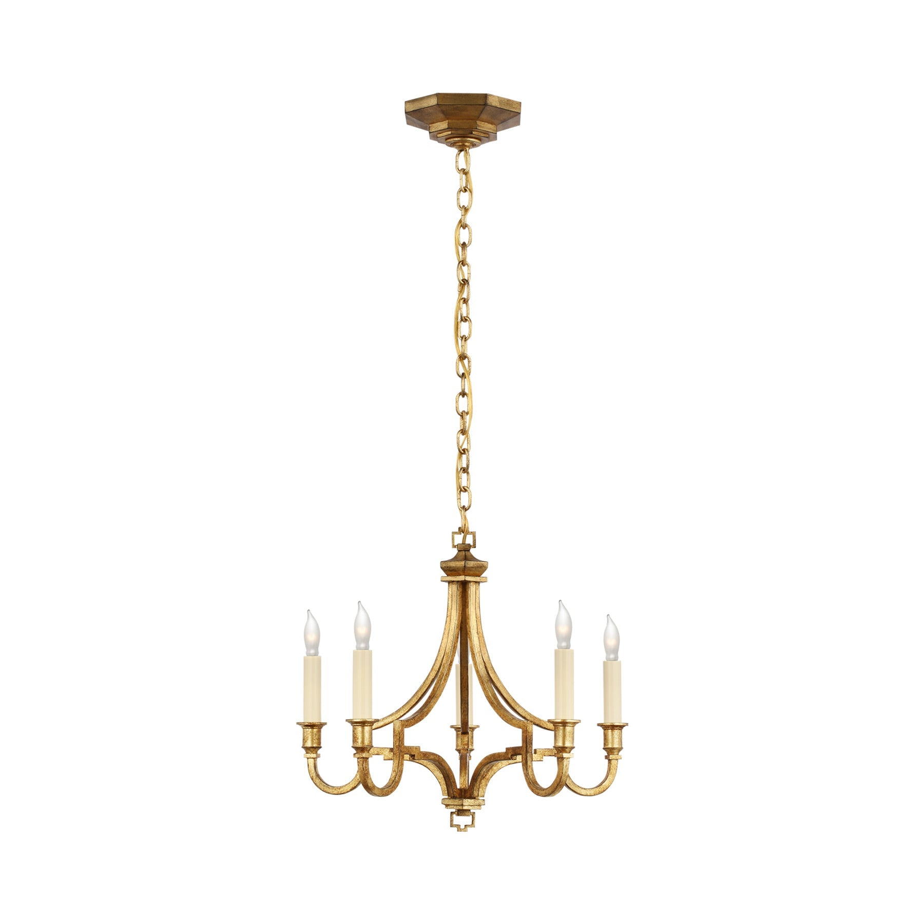 Gilded Iron 5-Light Candelabra Style Chandelier