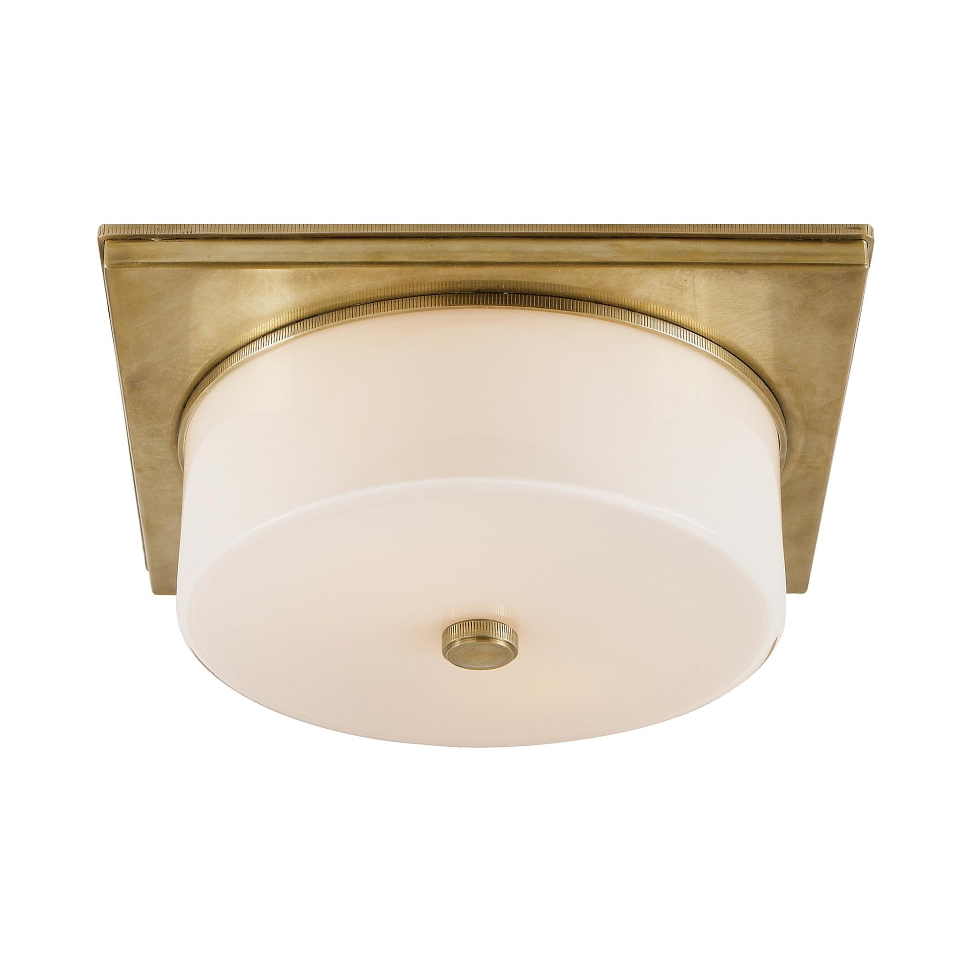 Newhouse Classic White Glass & Antique Brass Flush Mount Light