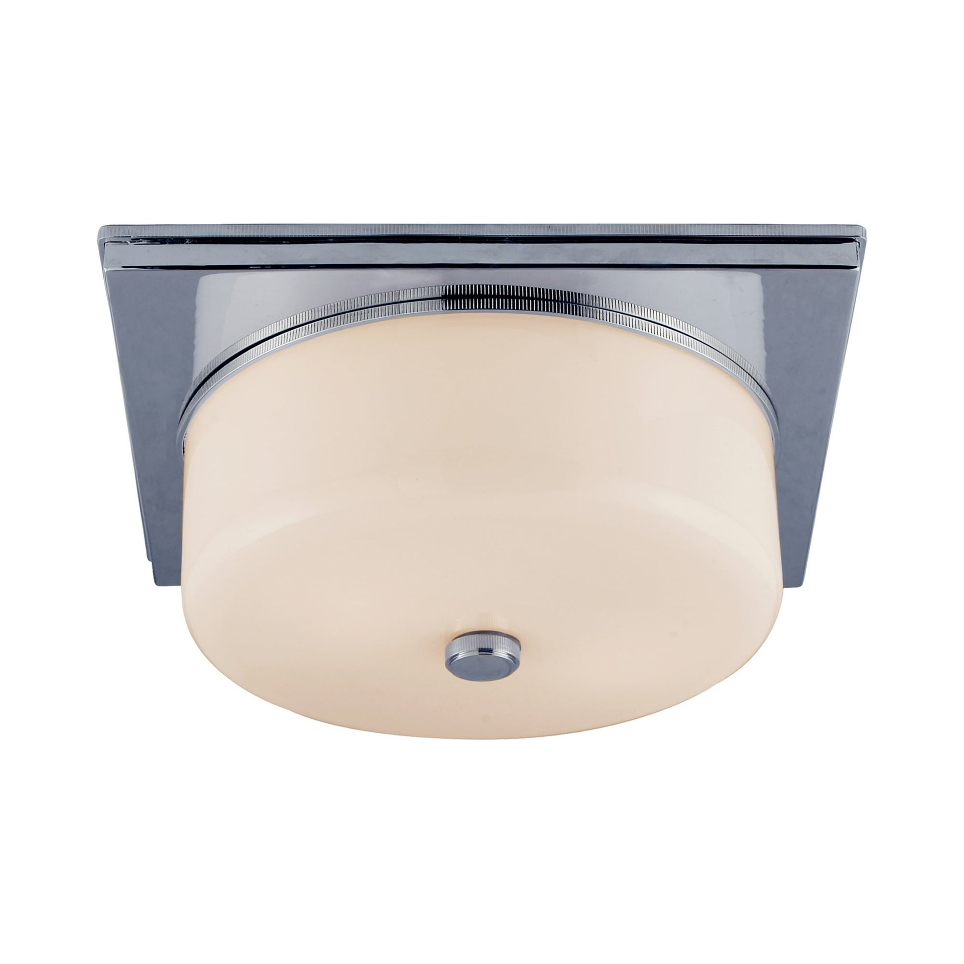 Polished Nickel and White Glass Drum Flush Mount Light