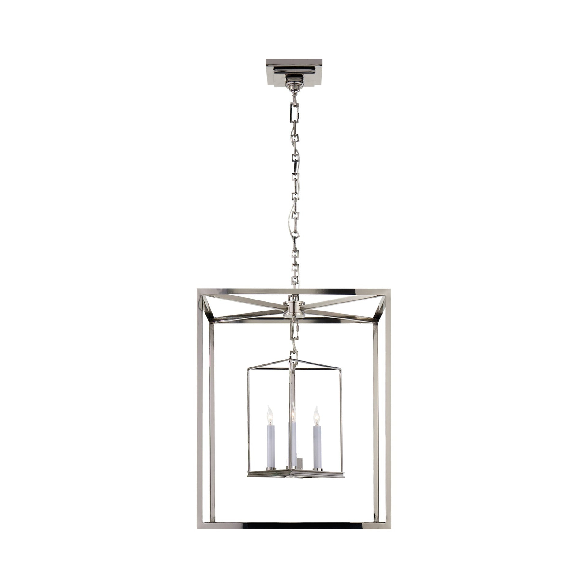 Polished Nickel Crystal Lantern Pendant Light