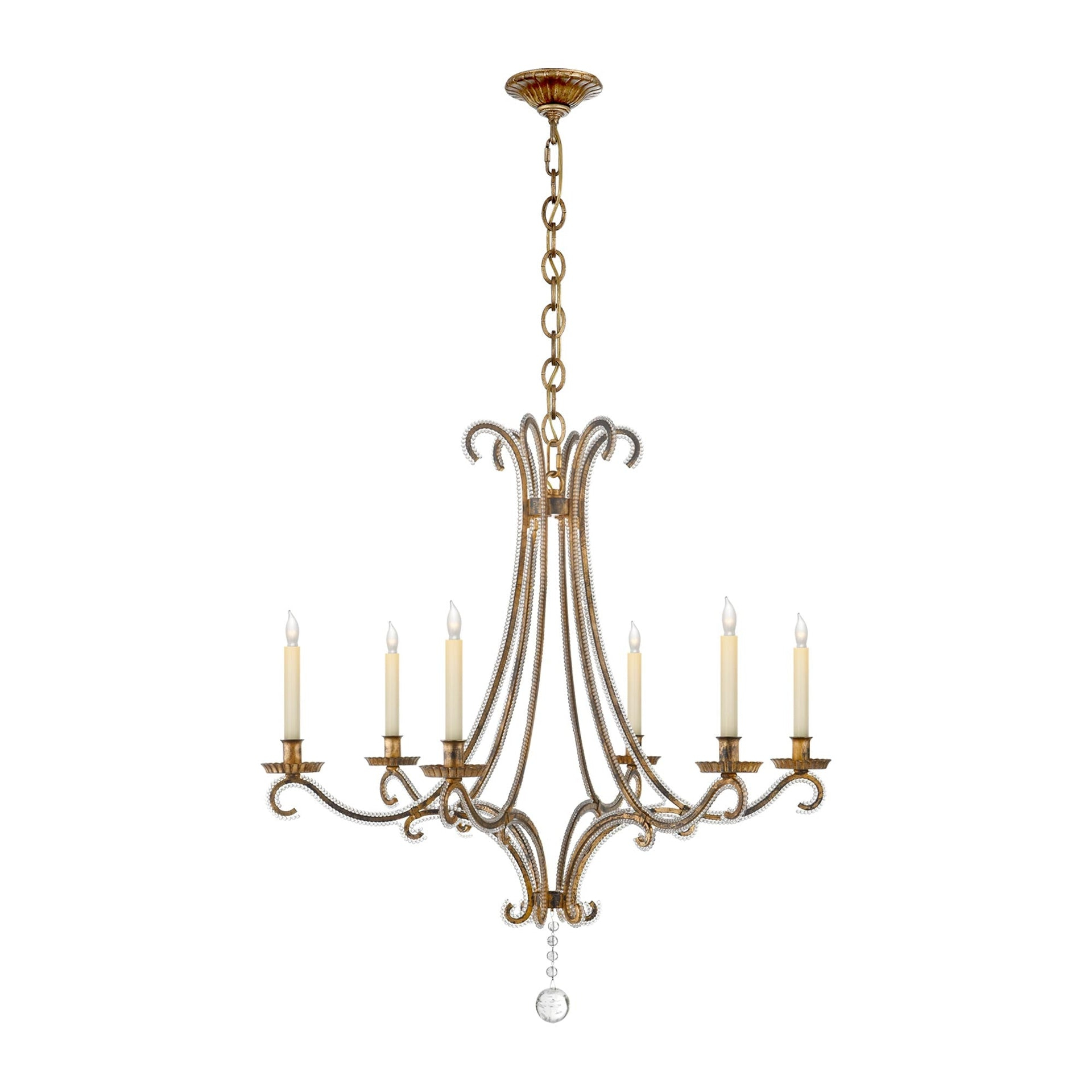 Oslo Elegance 33.75" Golded Iron Crystal Candle Chandelier