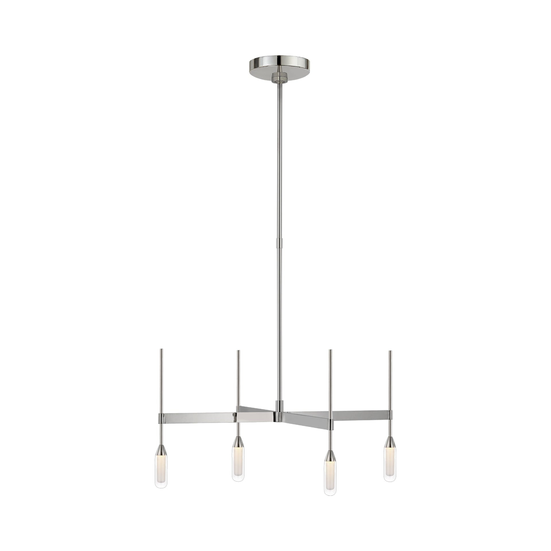 Polished Nickel and Crystal 4-Light LED Chandelier