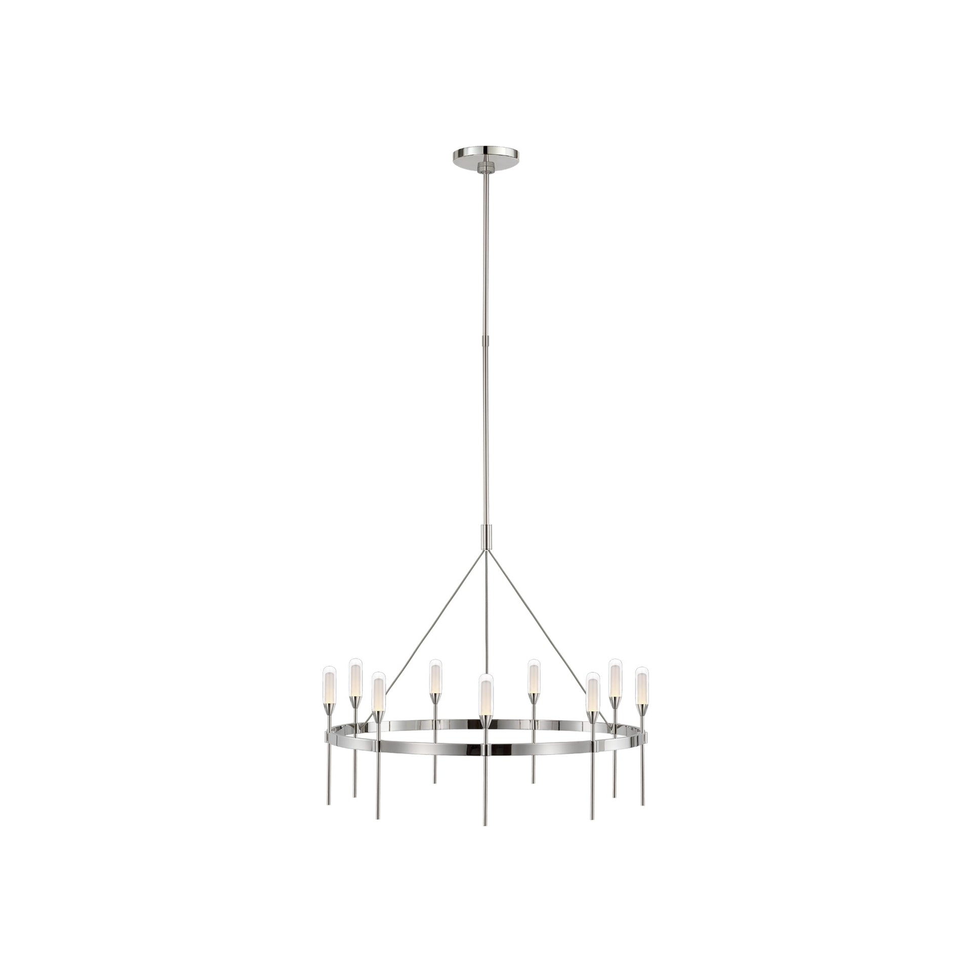 Polished Nickel and Crystal 9-Light LED Chandelier