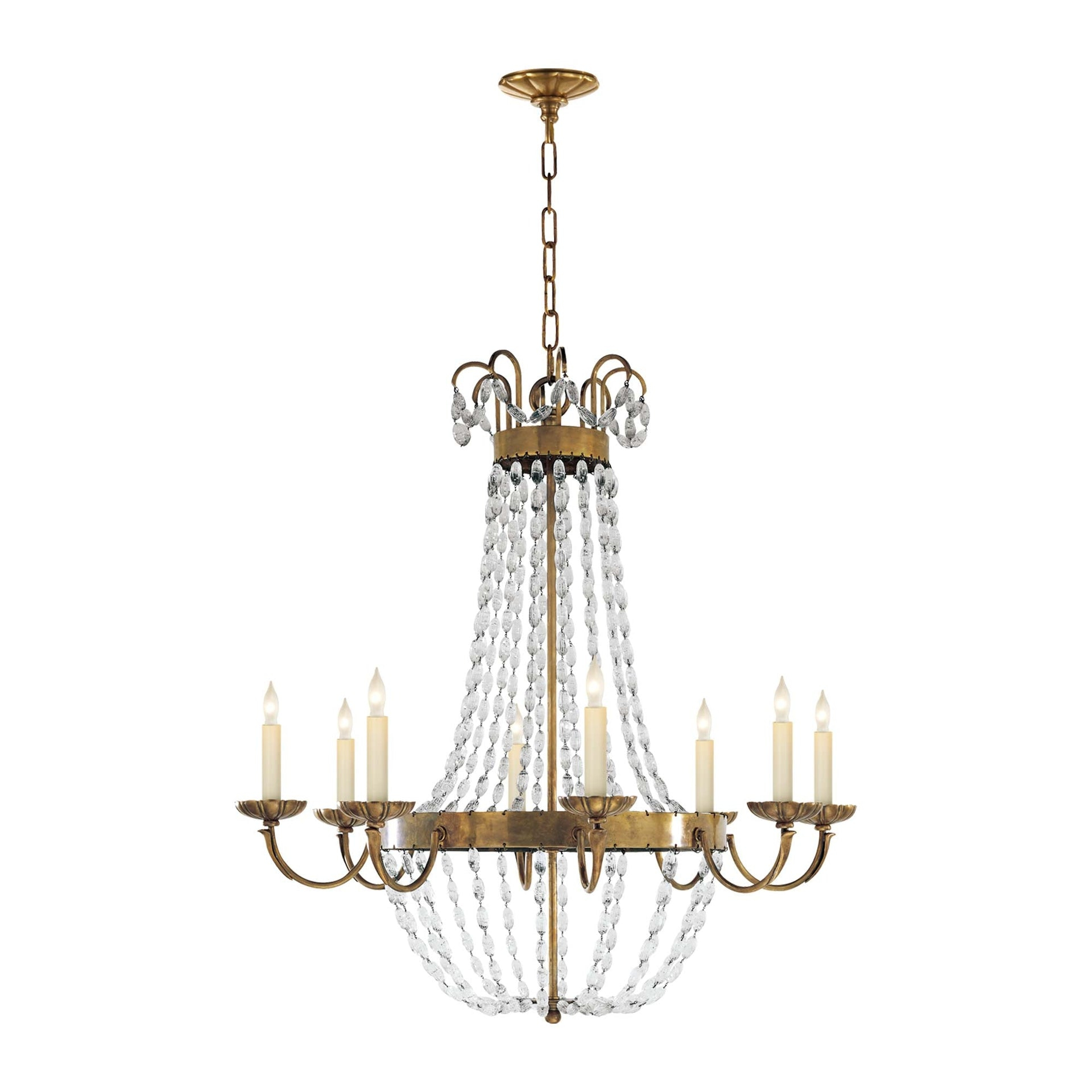 Antique-Burnished Brass Paris Flea Market Crystal Chandelier