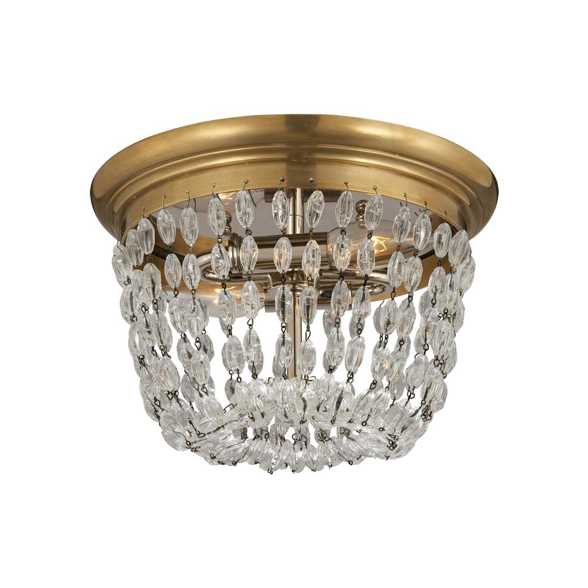 Antique Brass and Glass 2-Light Flush Mount