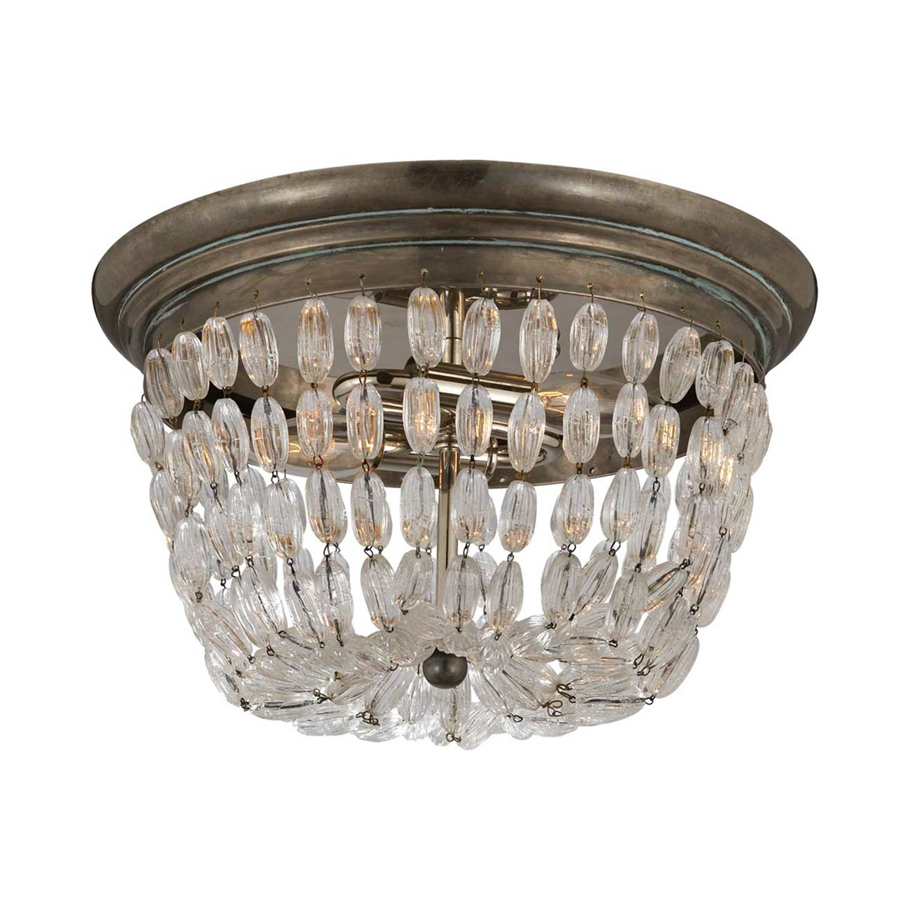 Sheffield Silver Elegance 9'' Flush Mount with Seeded Crystal Glass