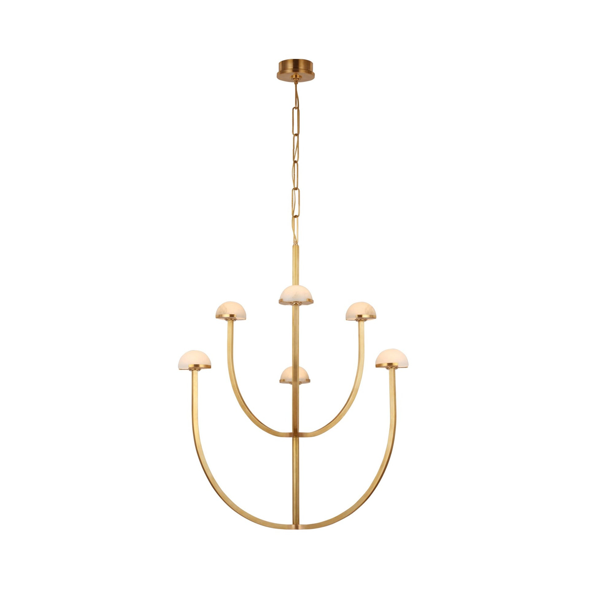 Antique Brass and Alabaster Medium Chandelier with LED Light