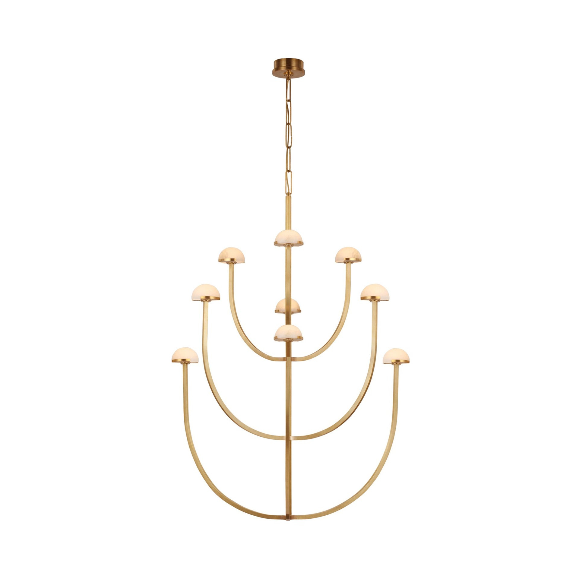 Antique Brass and Alabaster 9-Light LED Chandelier
