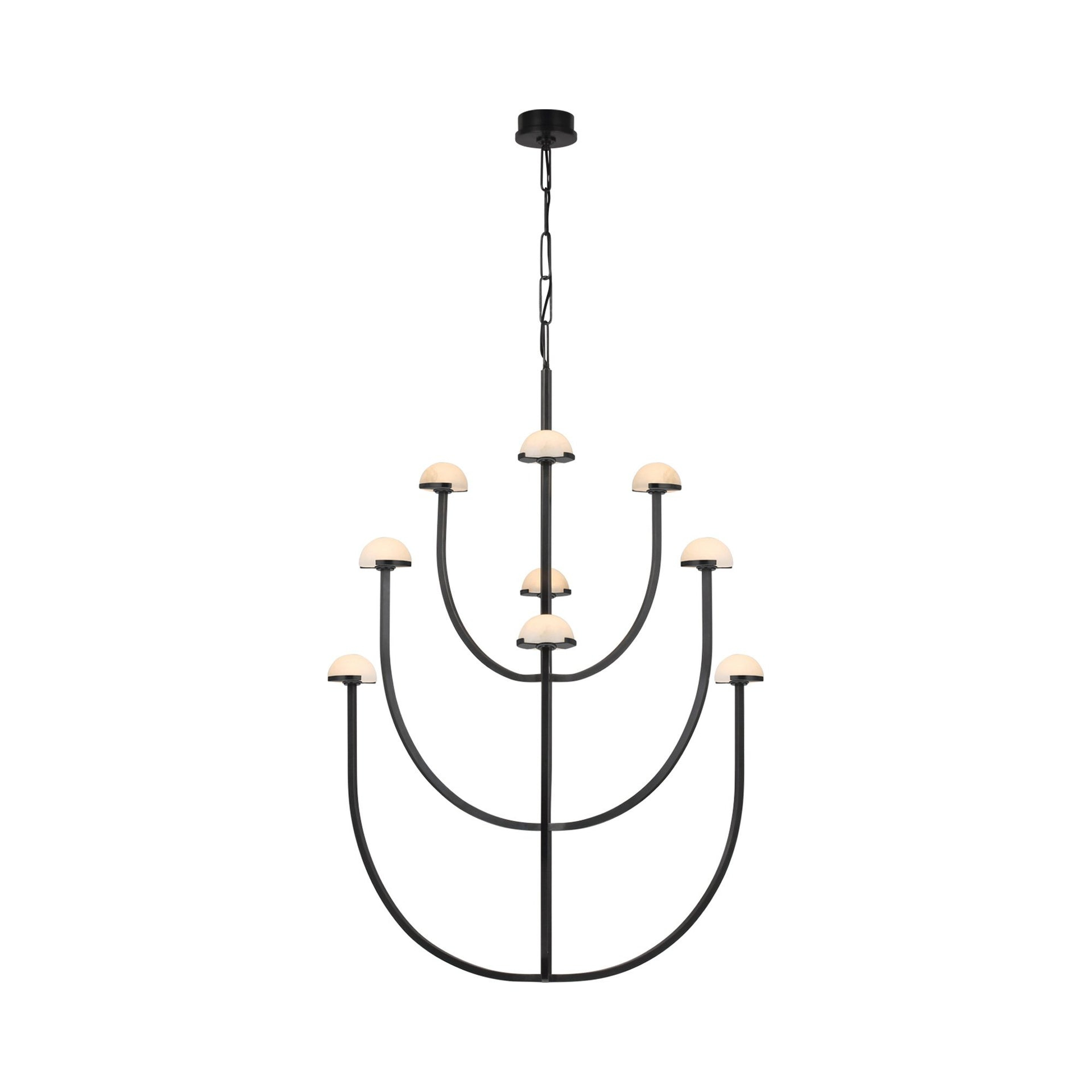 Pedra Curved Bronze 52" LED Chandelier with Alabaster Accents