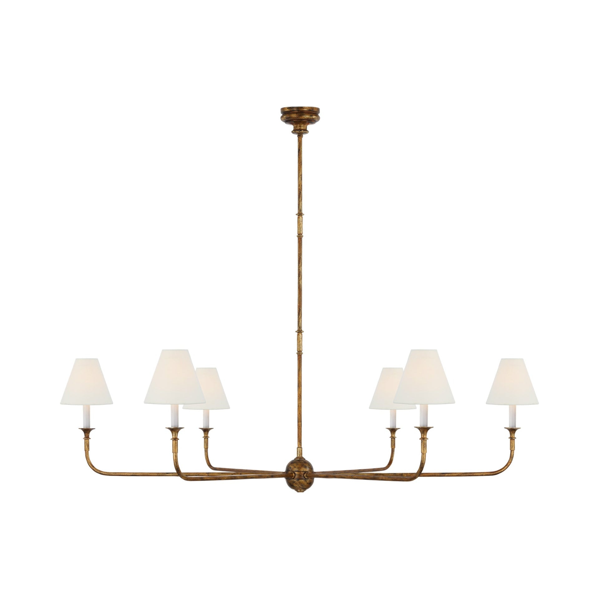 Antique Gild 6-Light Steel and Linen Chandelier