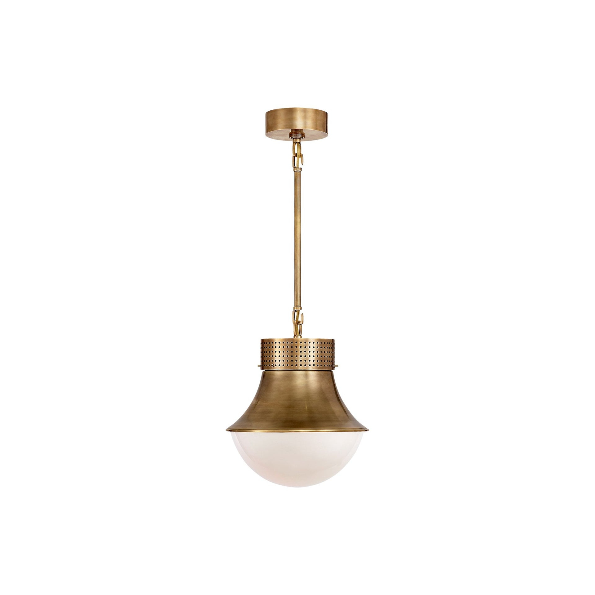 Antique-Burnished Brass Glass Bowl Pendant Light - 12"x10"
