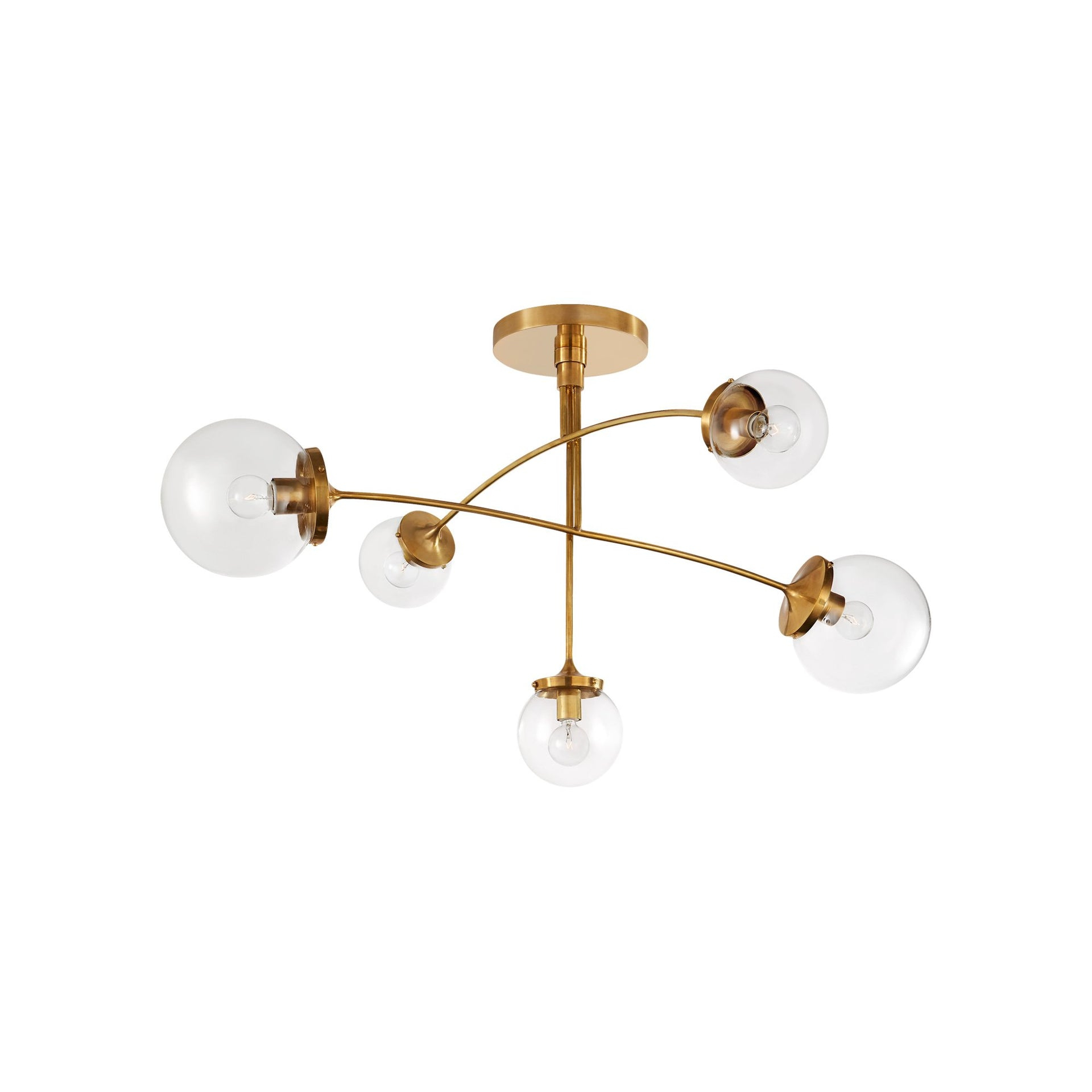 Soft Brass 5-Light Chandelier with Clear Glass Shades